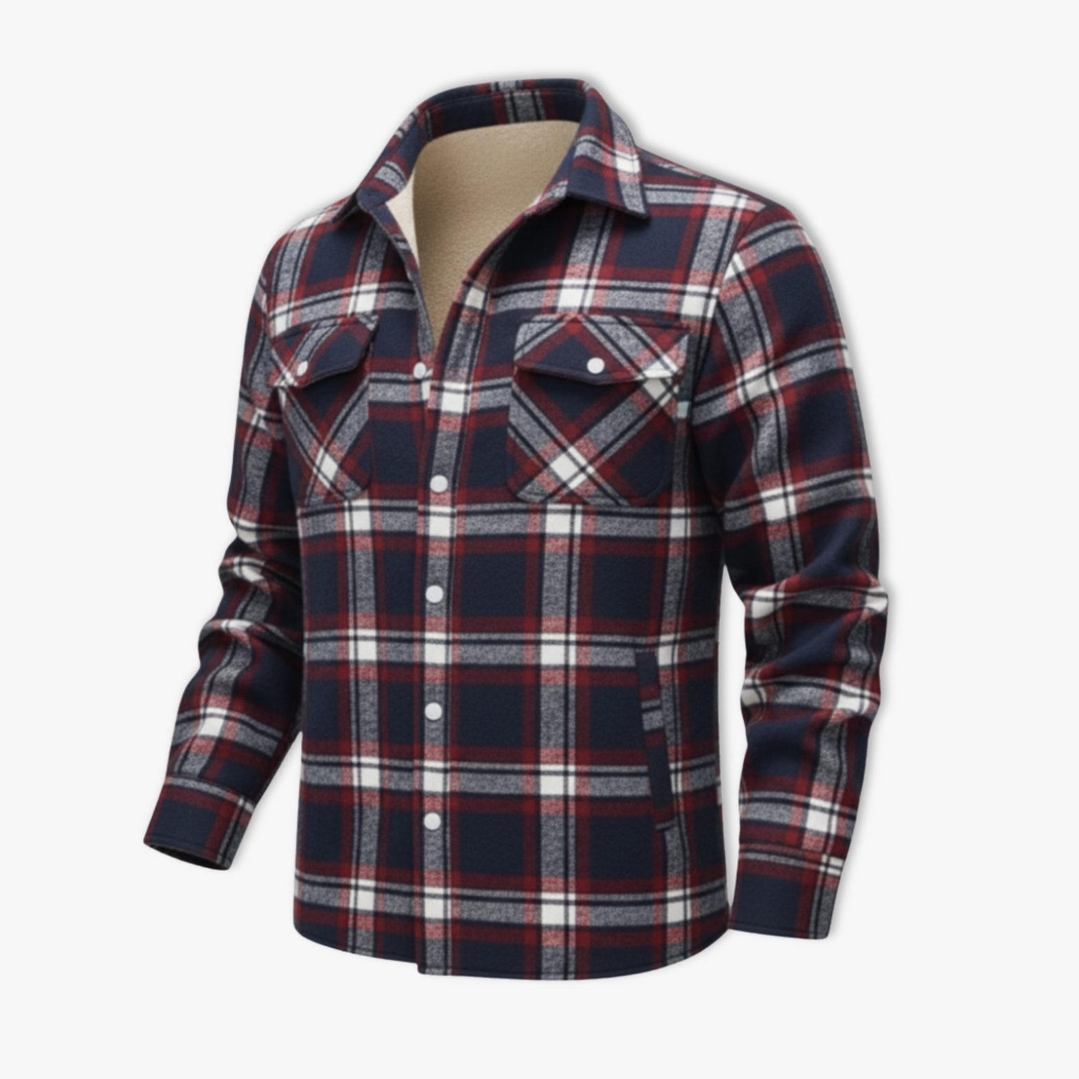 Mens Flannel Cotton Jackets Plaid Fleece Lining Cargo Work Coats