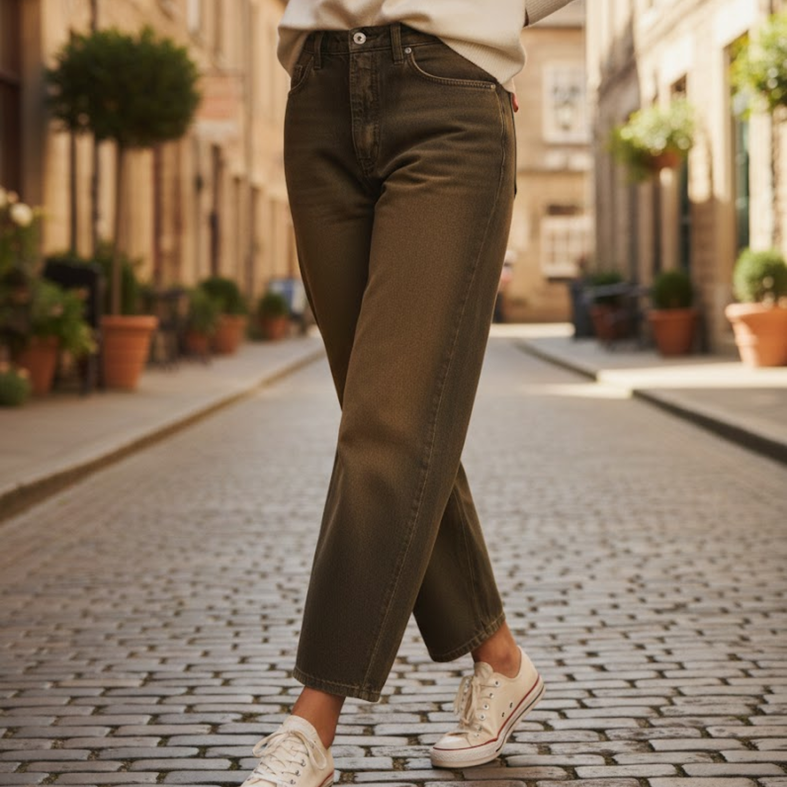 Women Vintage American Style Denim Jeans Splicing Straight Pants