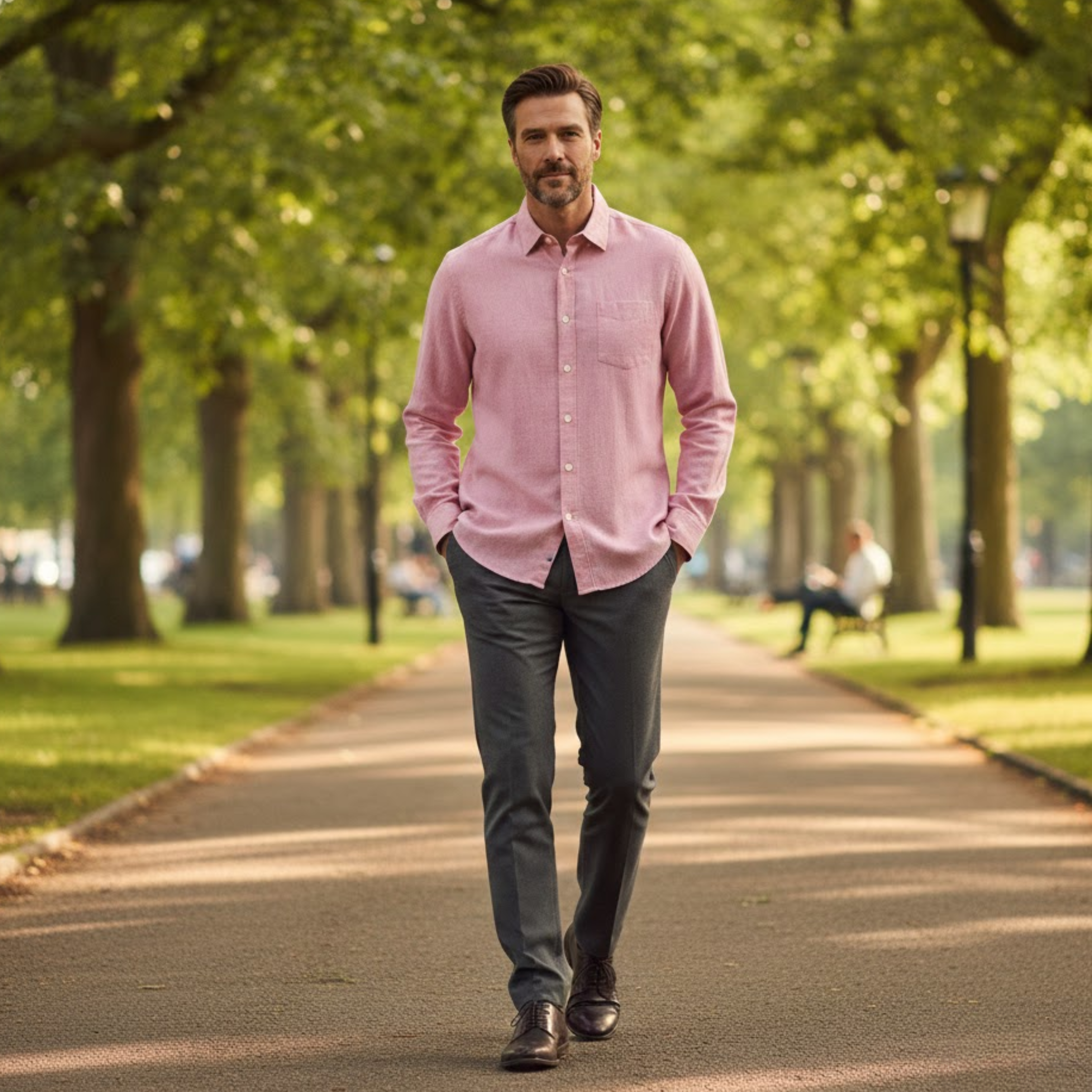 Men's Cotton Linen Shirt Long Sleeve Turn-Down Collar Casual Single Breasted Top