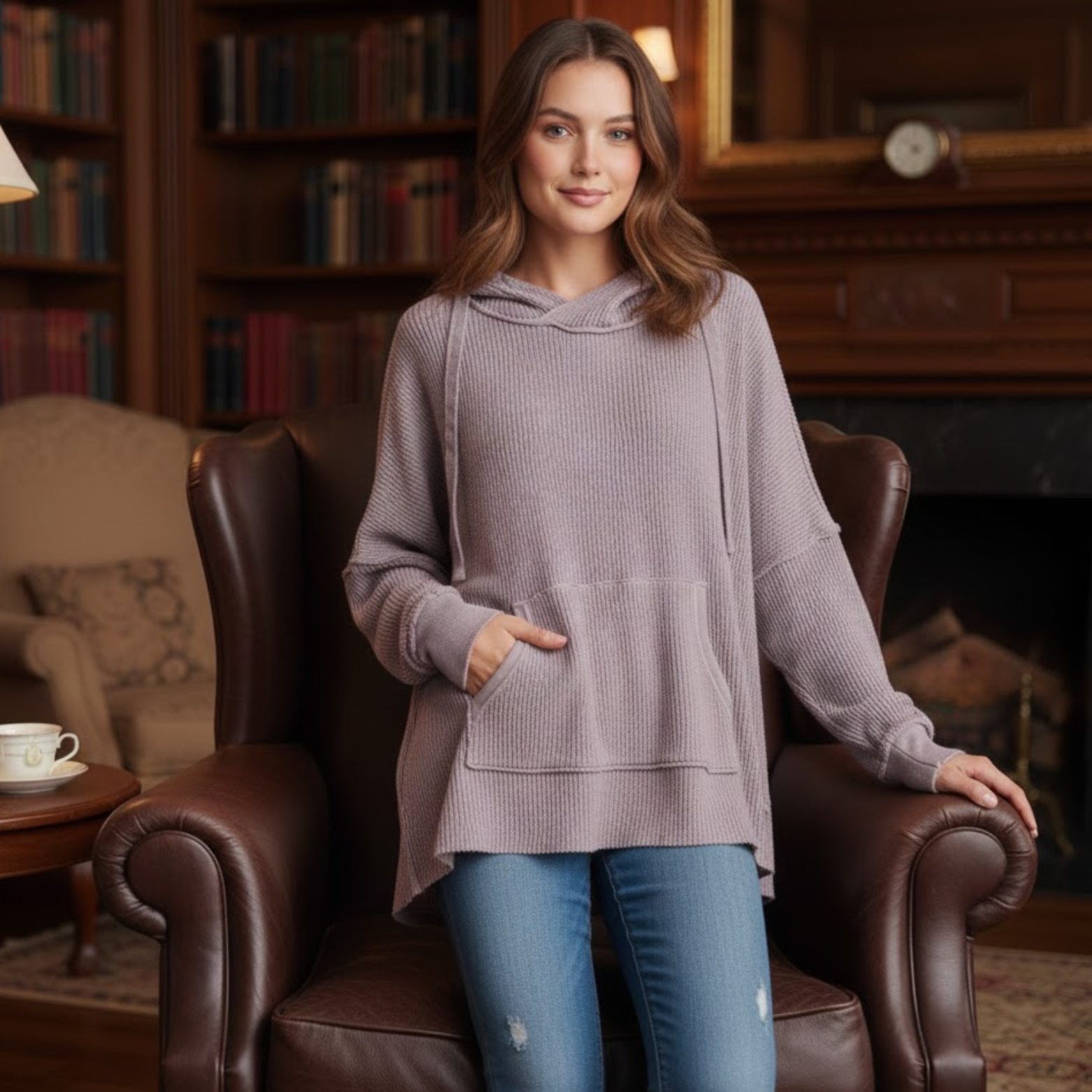 New Waffle Oversized Hoodies Women Long Sleeve Patchwork Jogger Sweatshirt