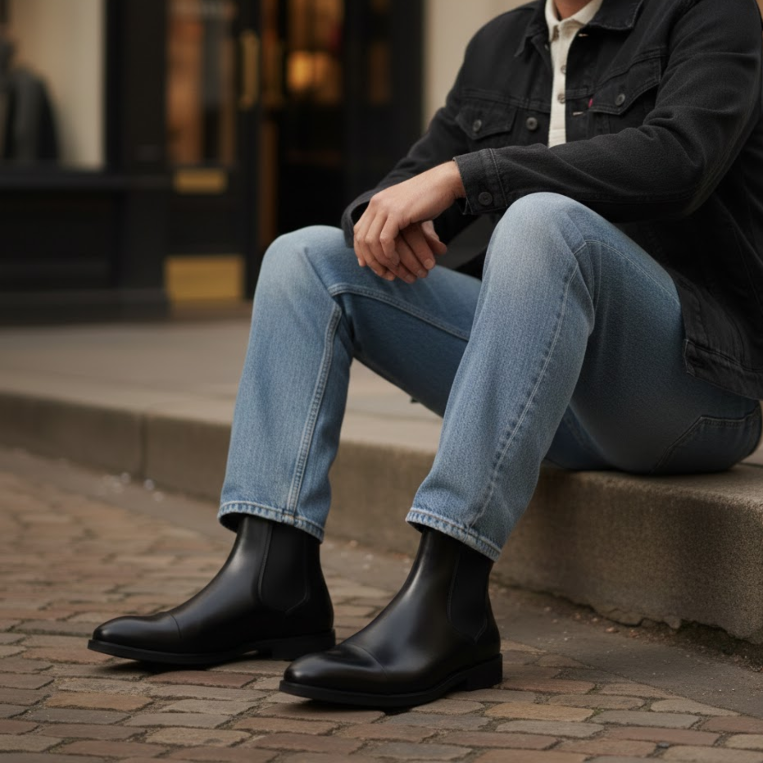 Men's Red Sole Pointed Toe Ankle Boots Leather Chelsea Boot