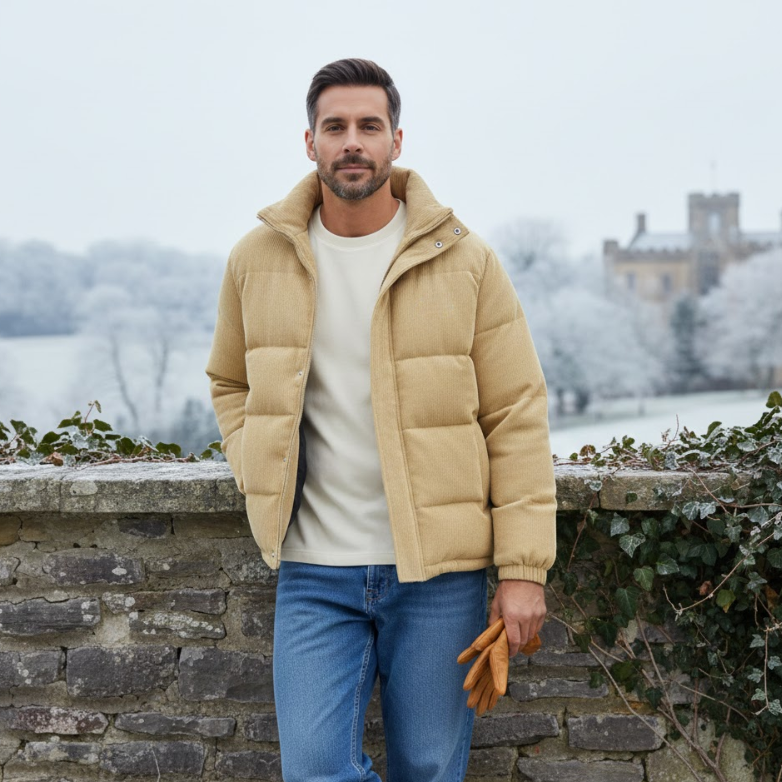 Thickened Corduroy Cotton Jacket Men's Warm Neck Protection Stand Collar Oversize Trendy Cotton Coat Outerwear