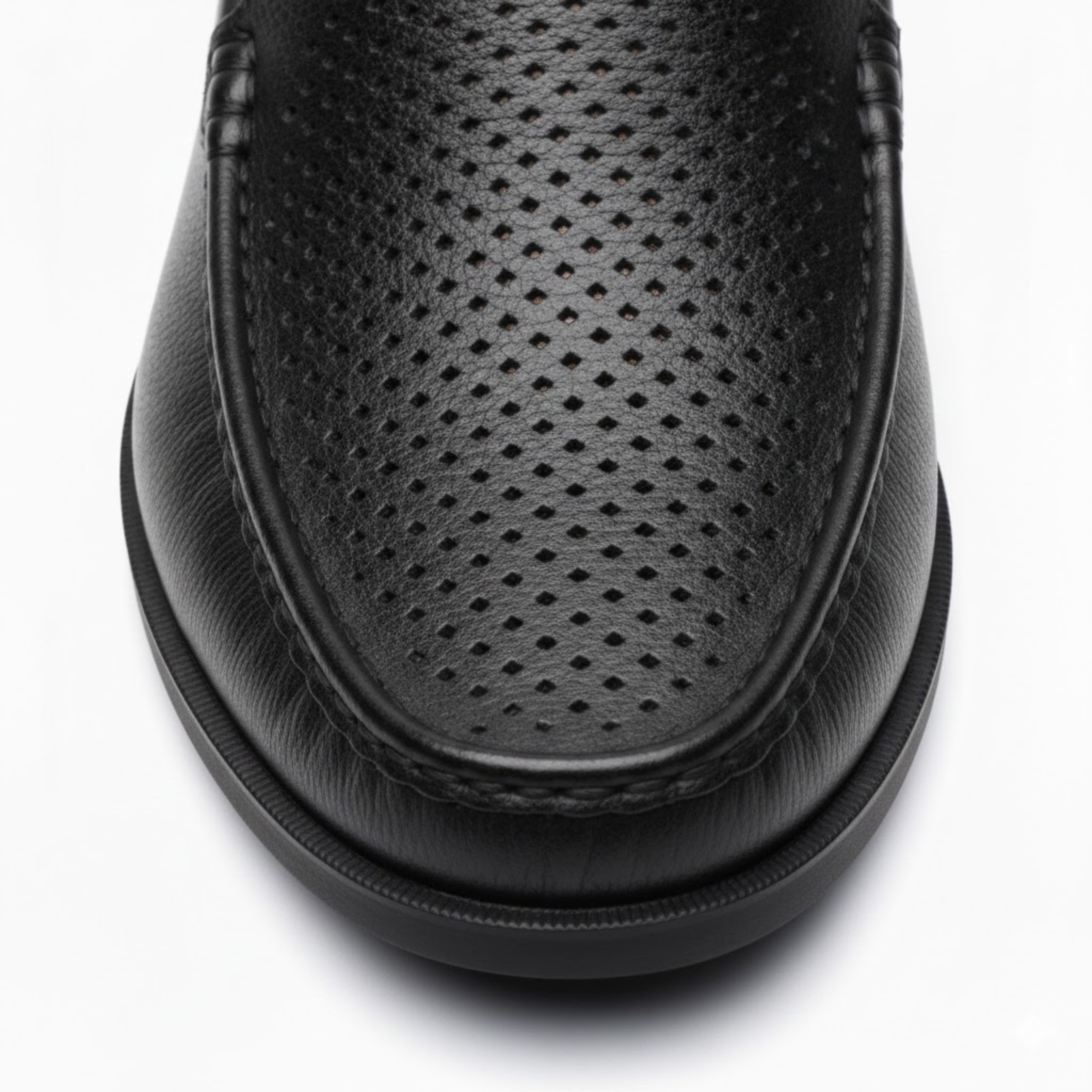 Men's Leather Slip-On Loafers Breathable Perforated Formal Office Wedding Shoes