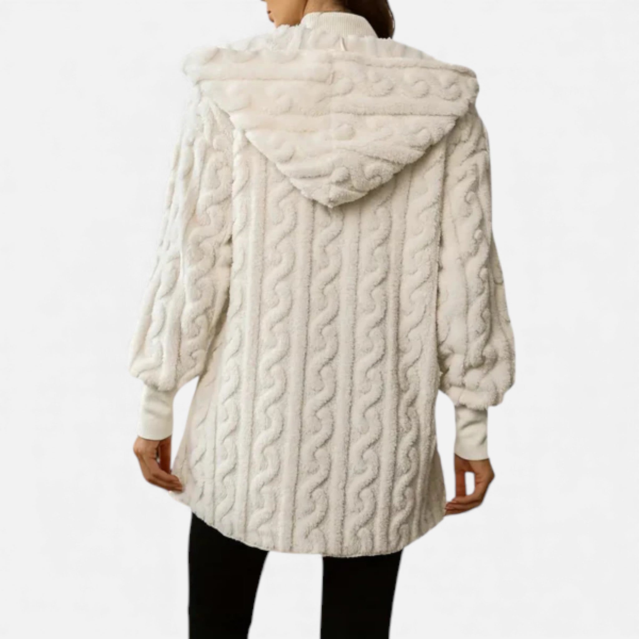 Veroux Mode | Women’s Fleece Coat – Cable-Knit Winter Comfort