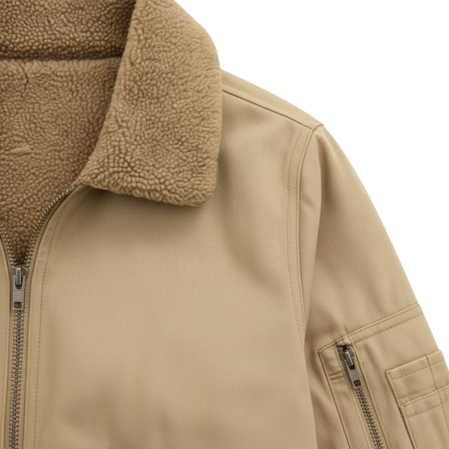 Men's Cotton Bomber Jacket Fleece Lined Loose Fit Casual Zip Up Outerwear Coat