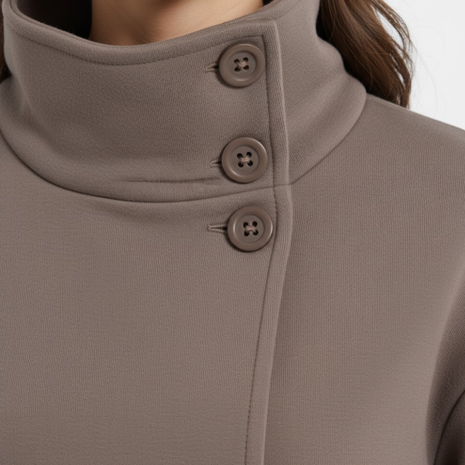 Women's Loose Woolen Stand Collar Jacket Single Breasted Long Sleeve Streetwear Coat