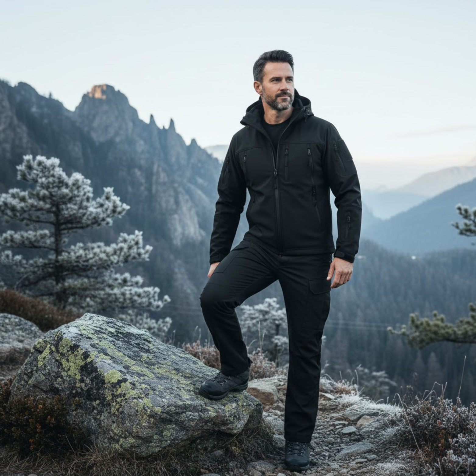 Men Outdoor Soft Shell Tactical Jackets Sets Fleece Cargo Pant