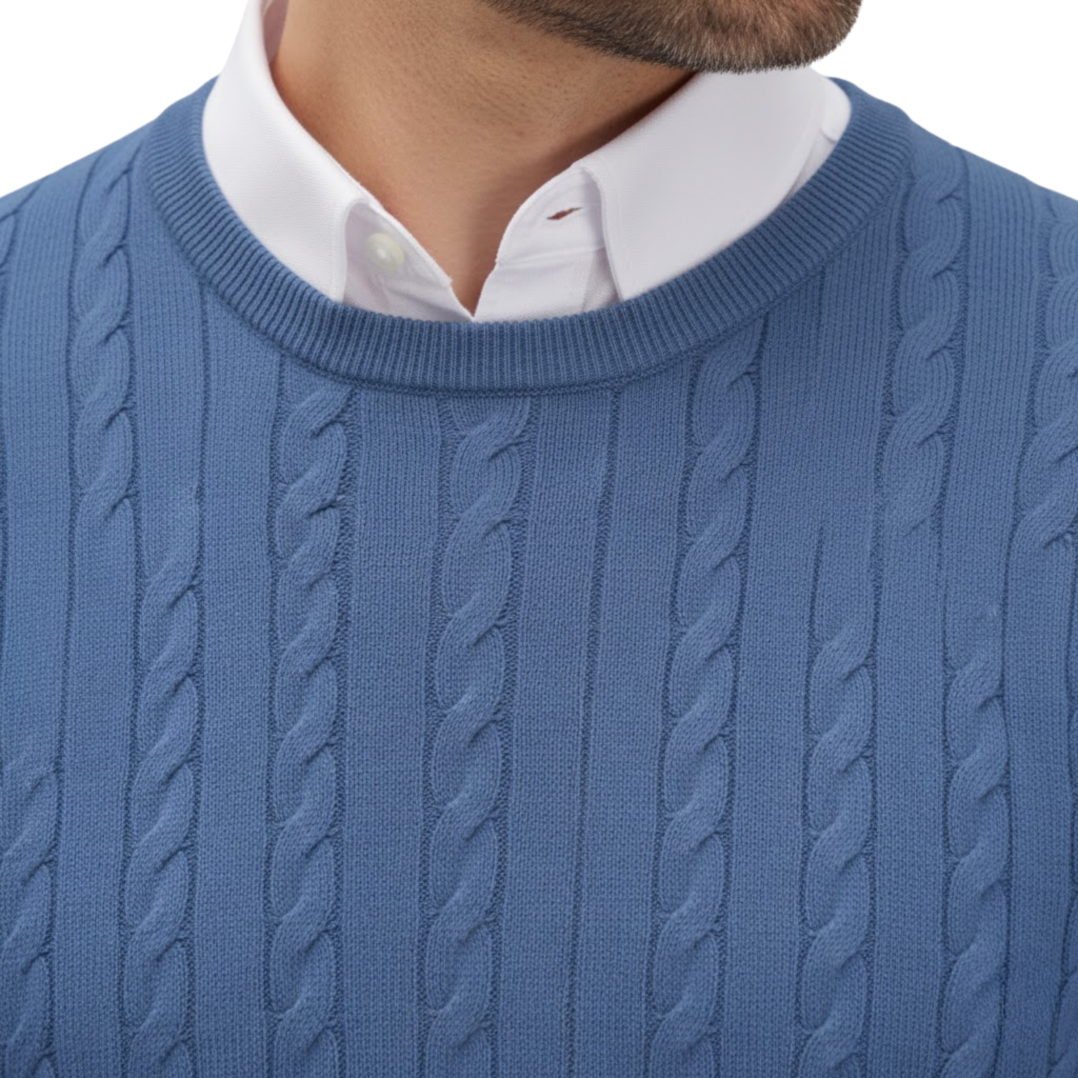 Men's Cable Knit Pullover Sweater Soft Viscose Blend Crew Neck Casual Jumper