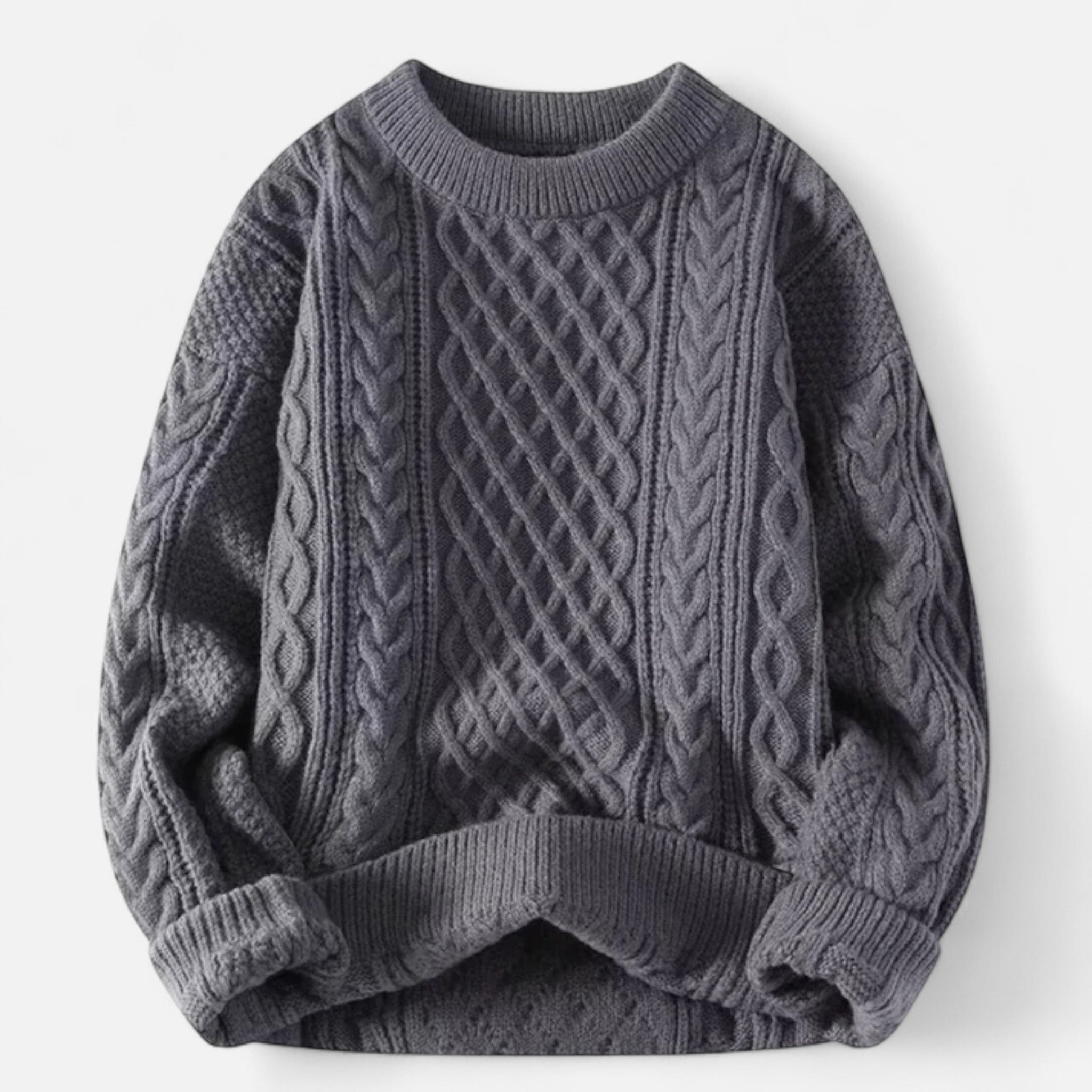 Veroux Mode | Women’s Wool Sweater – Cable Knit Round Neck Elegance
