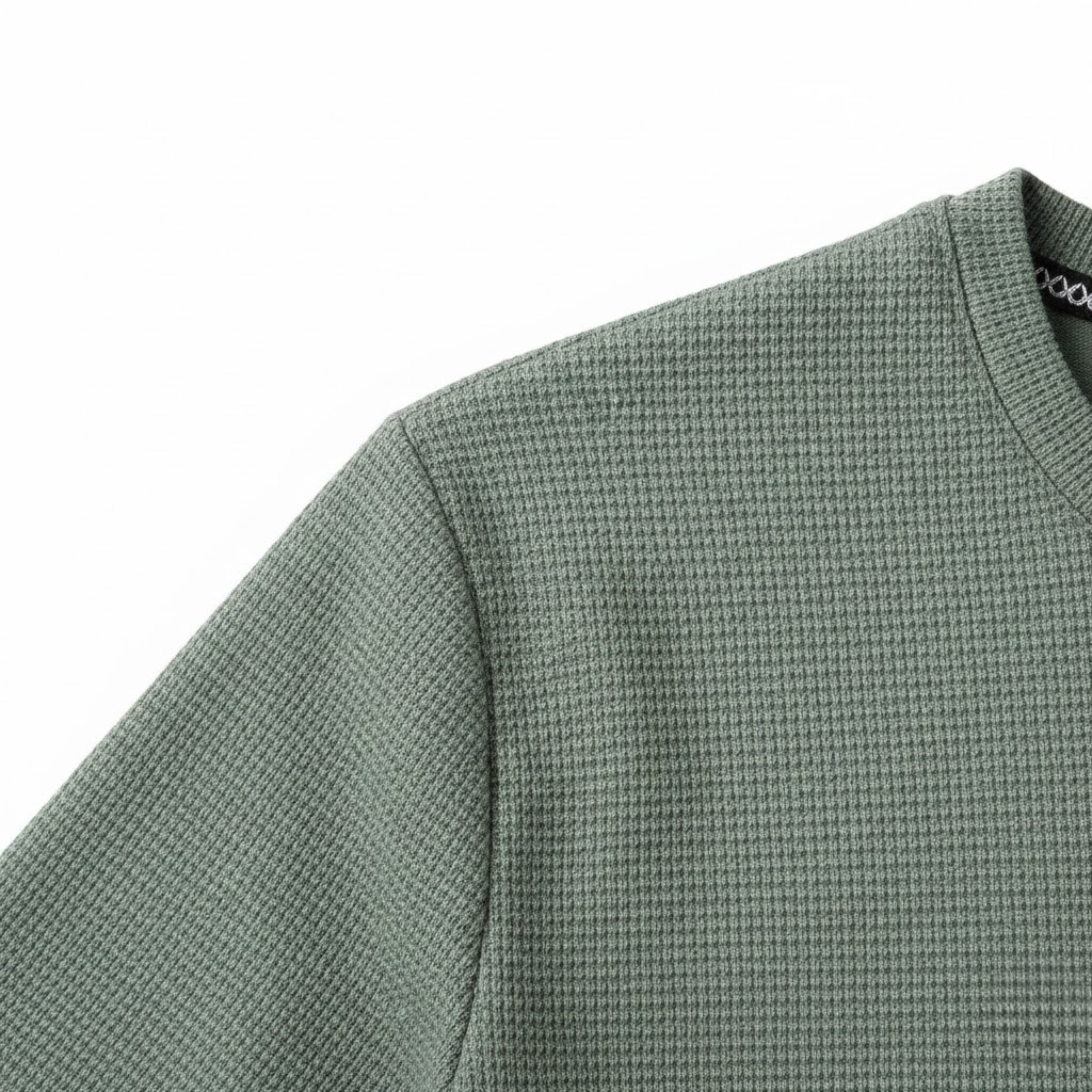 Men's Waffle Knit T-Shirt Short Sleeve Crew Neck Breathable Casual Pullover Top