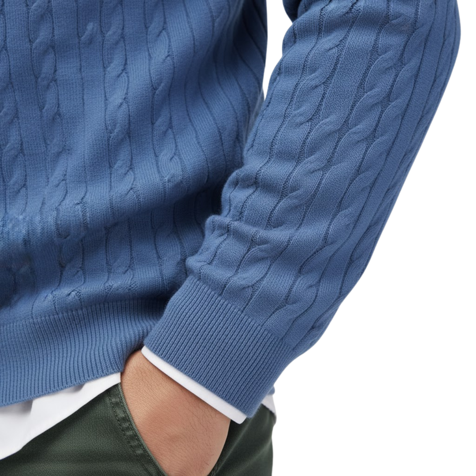 Men's Cable Knit Pullover Sweater Soft Viscose Blend Crew Neck Casual Jumper