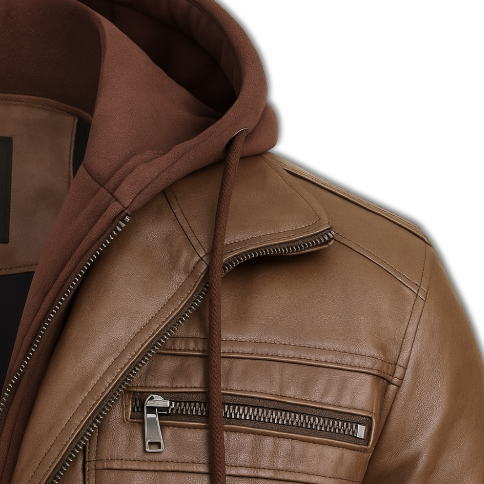 Luxury Faux Leather Moto Biker Hooded Jacket