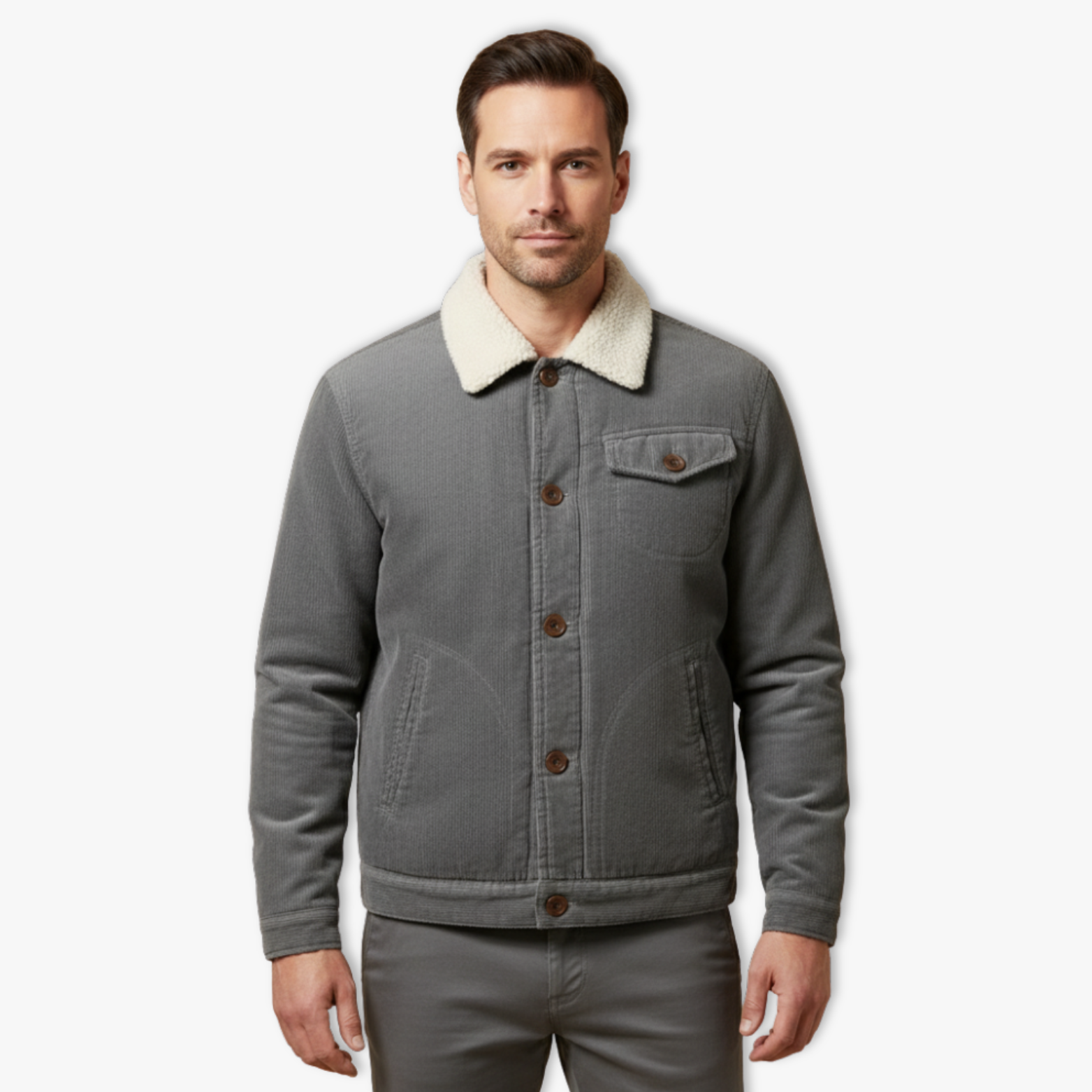 Men's Winter Plus Velvet Corduroy Tooling Casual Parka