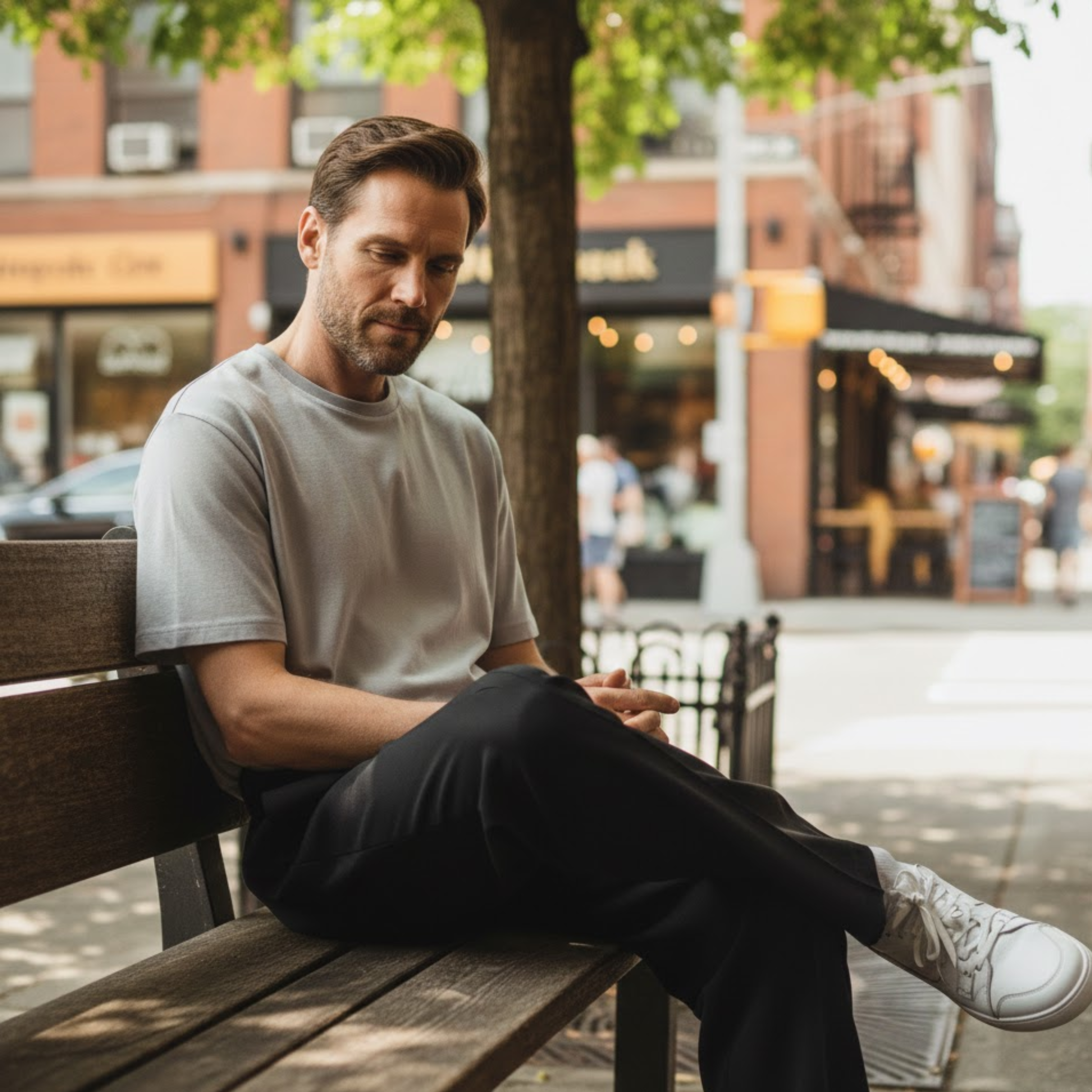 Men's Silk Ice Casual Pants Loose Drapey Straight Leg Solid Color Trousers