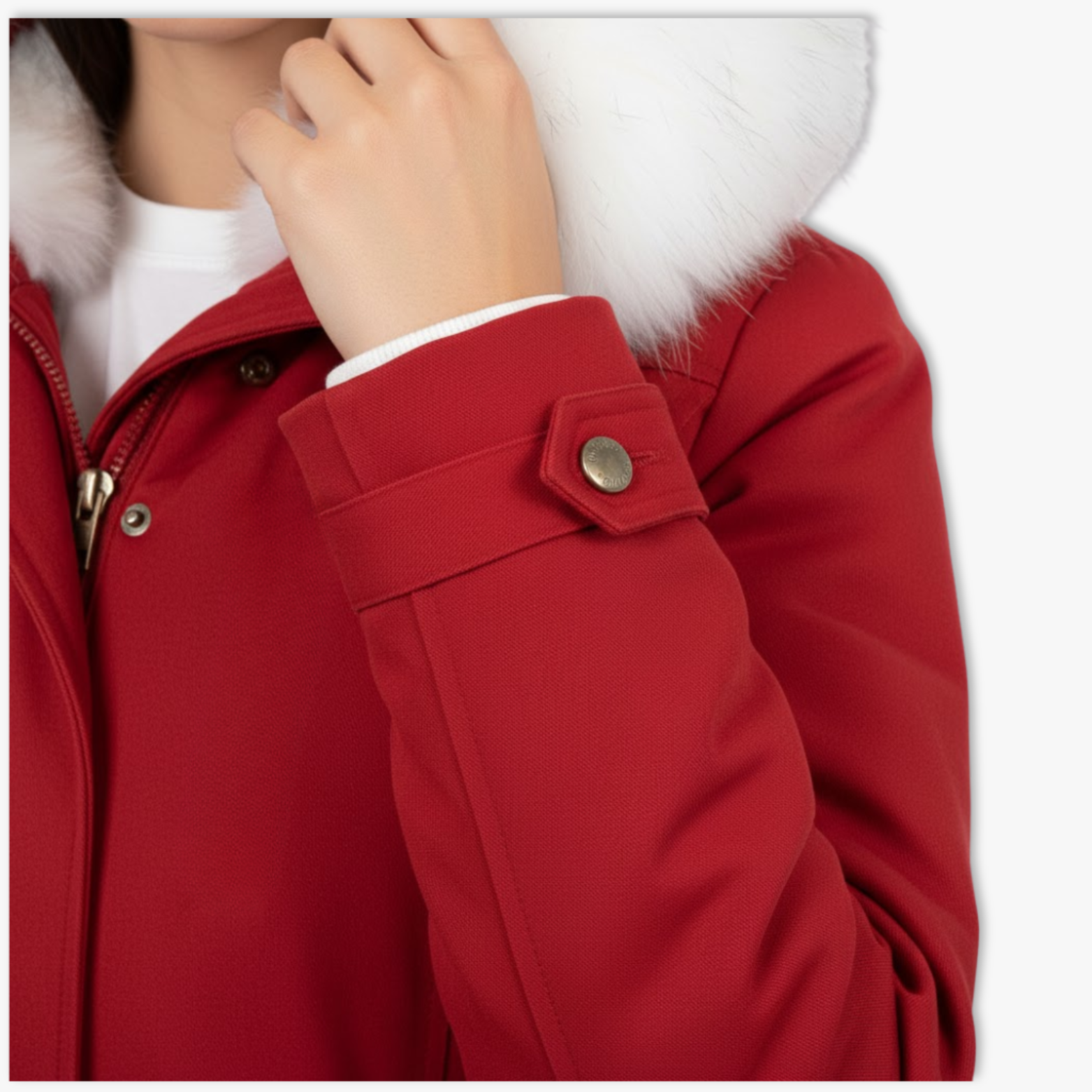 Women's Faux Fur Trim Parka Long Hooded Winter Overcoat Slim Fit Padded Snow Coat