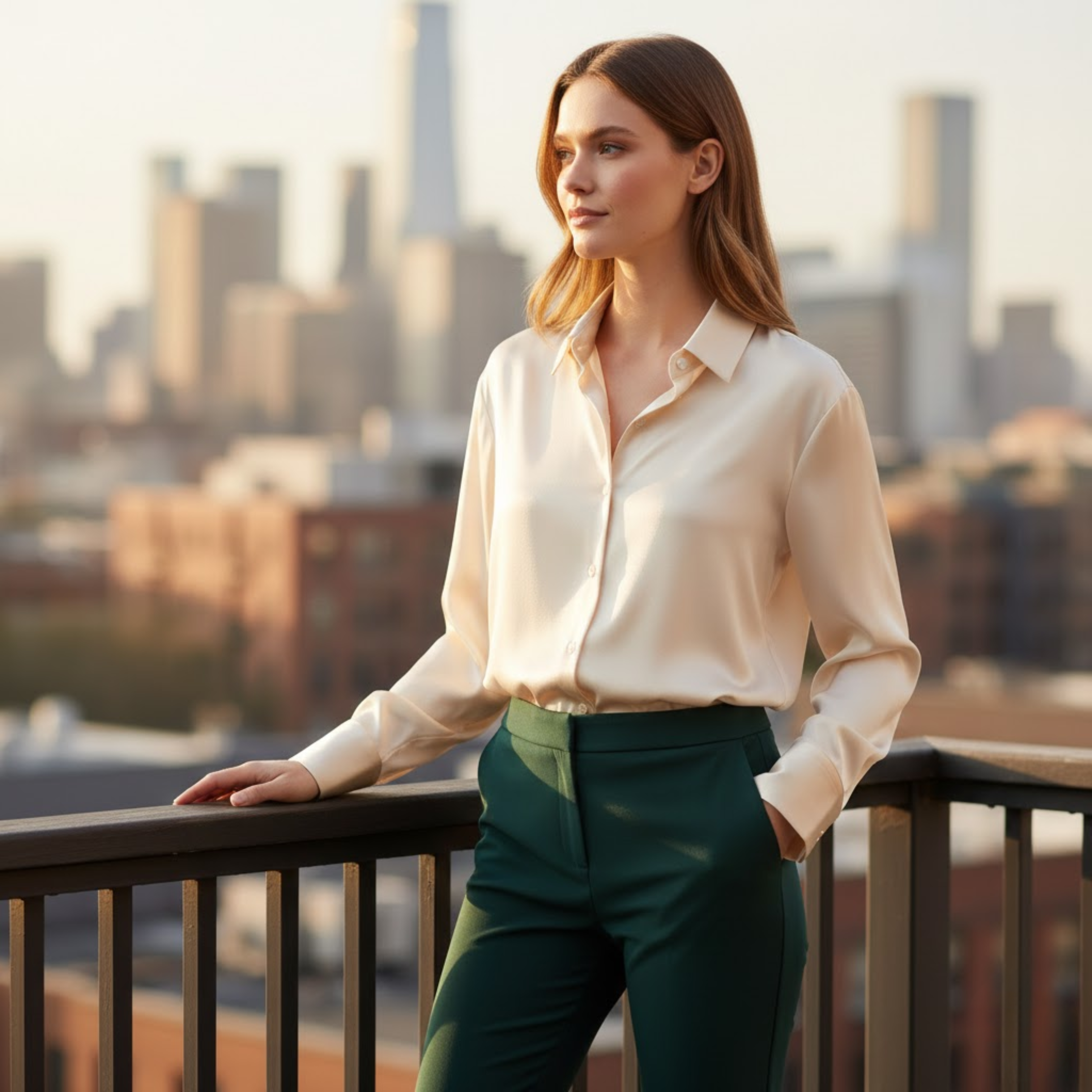 Women's Satin Button Down Shirt Long Sleeve Silk Style Office Blouse Regular Fit