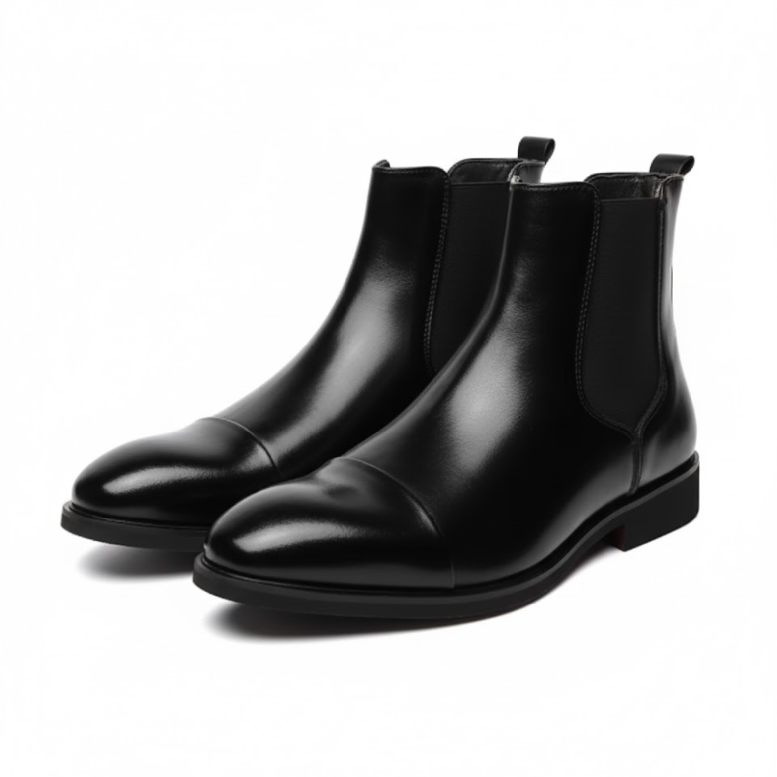 Men's Red Sole Pointed Toe Ankle Boots Leather Chelsea Boot