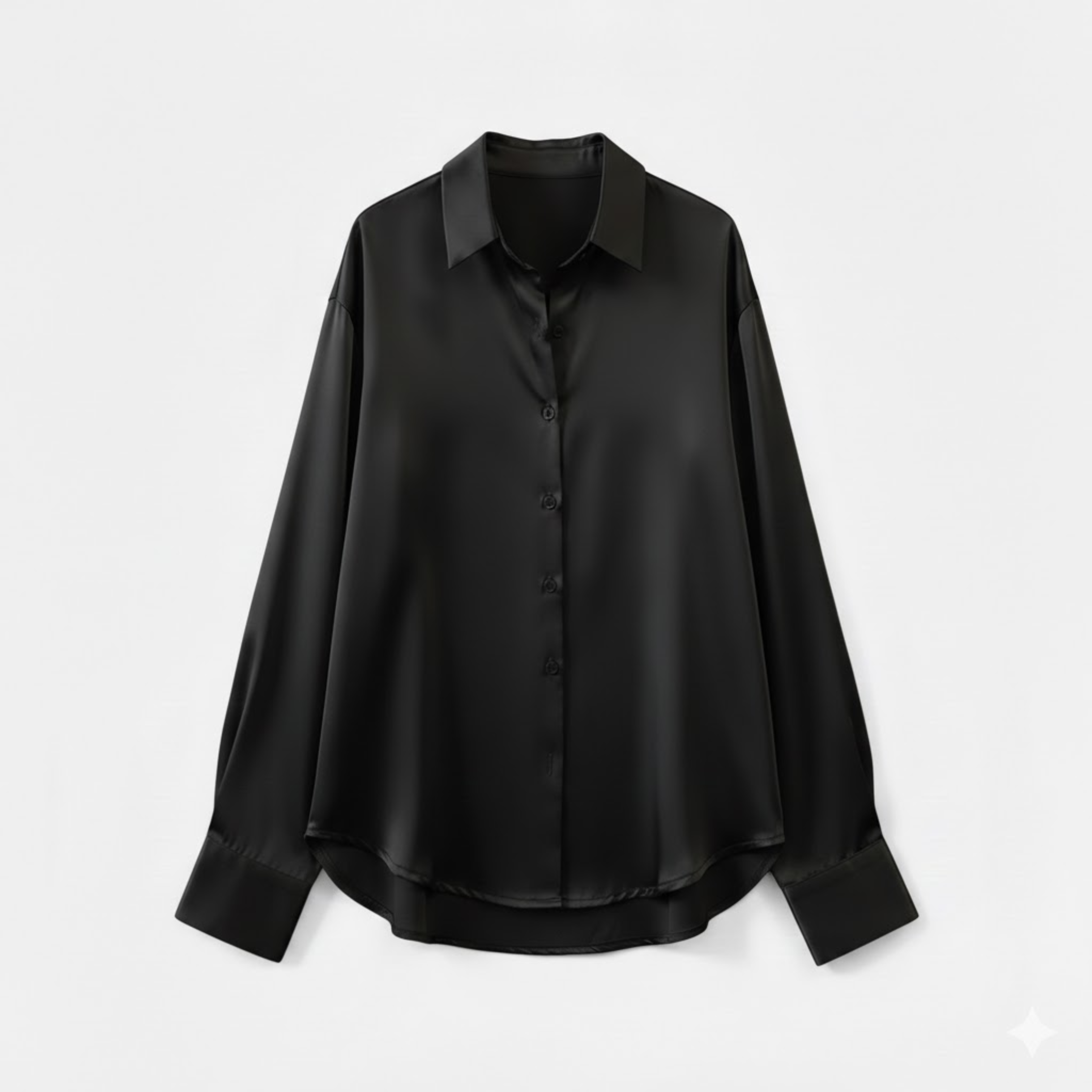 Women's Satin Button Down Shirt Long Sleeve Silk Style Office Blouse Regular Fit