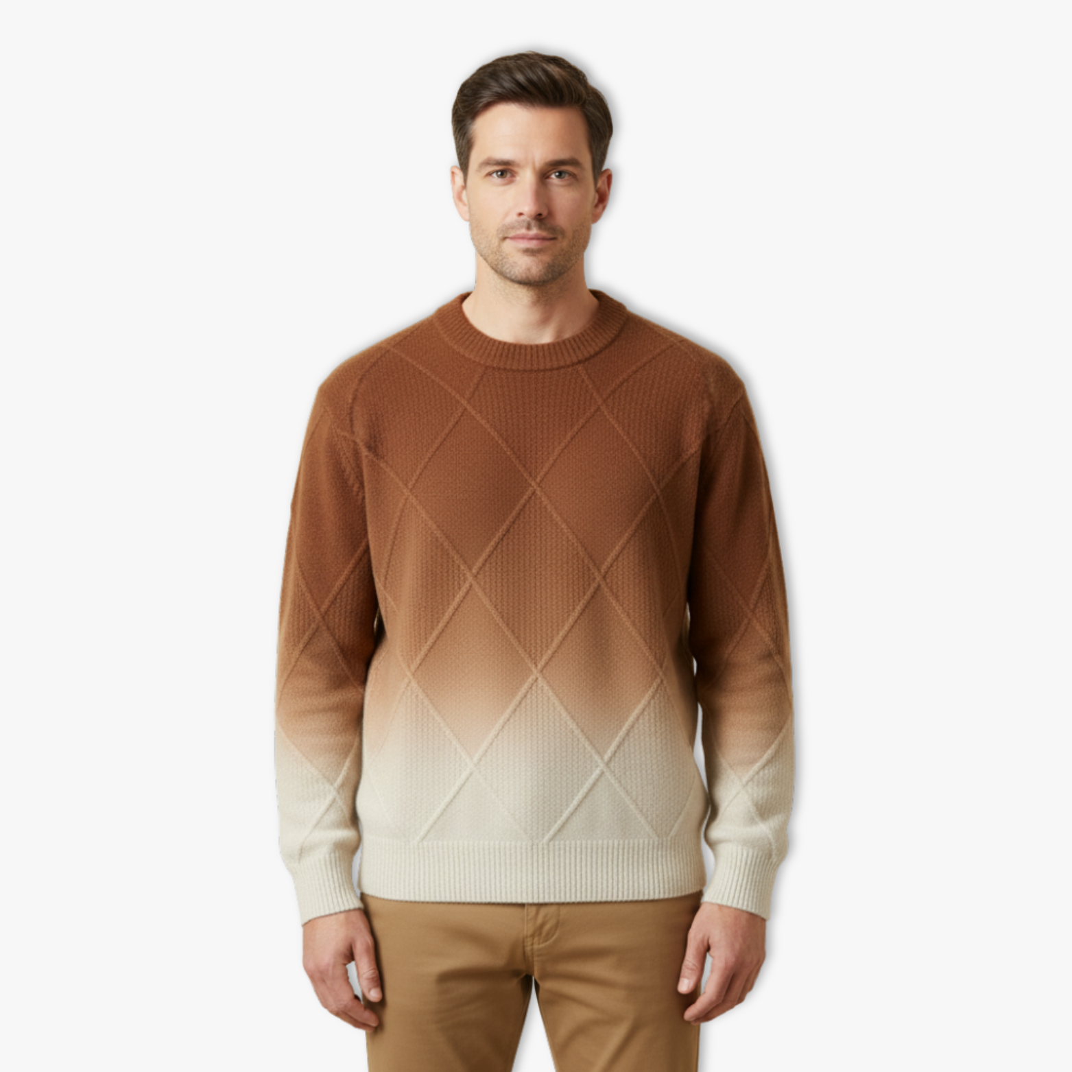 Men Gradient Knitwear Loose Fit Round Neck Pullover