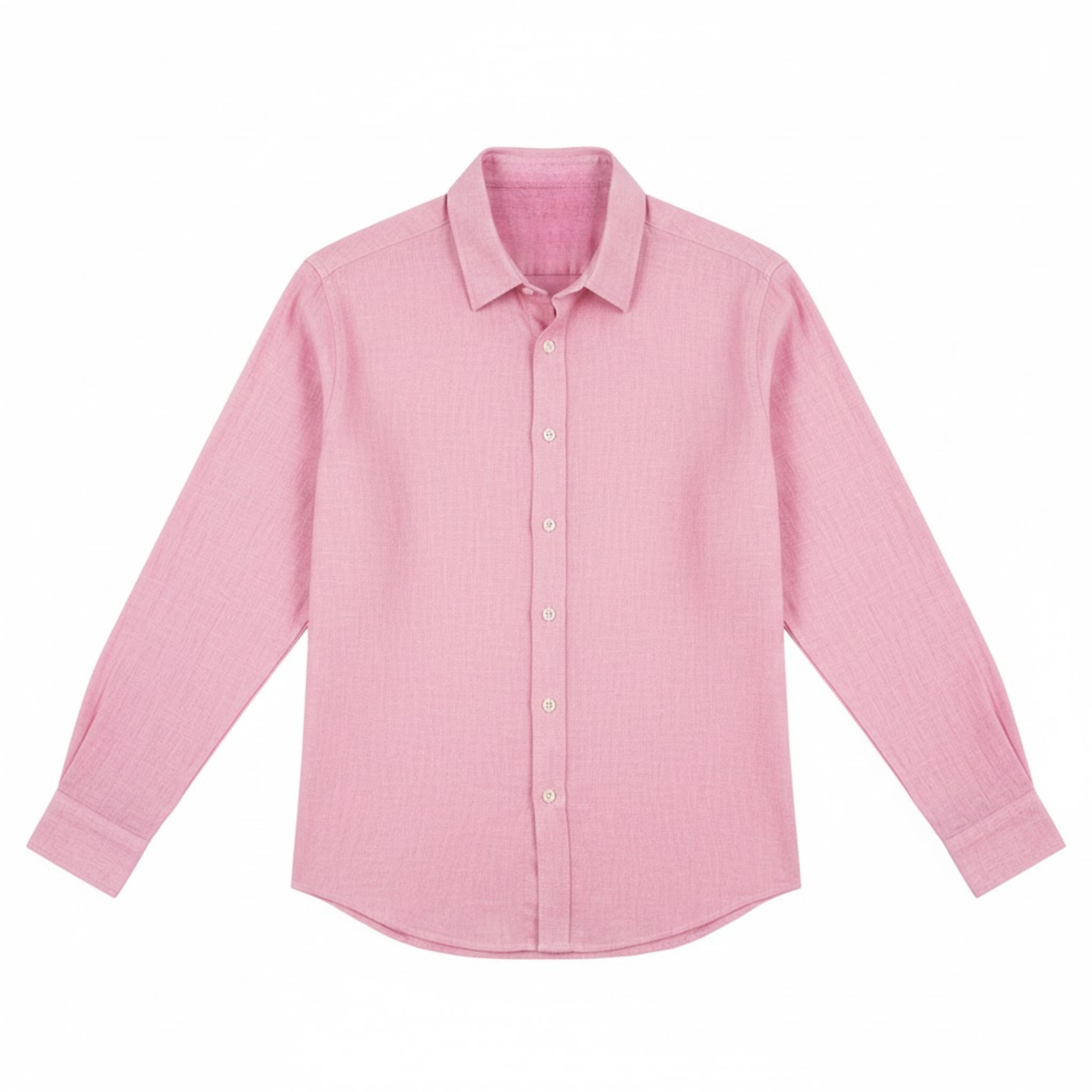 Men's Cotton Linen Shirt Long Sleeve Turn-Down Collar Casual Single Breasted Top