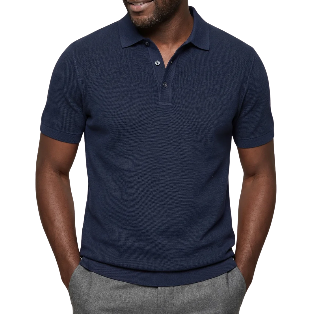 Men's pique polo shirt — linen cotton slim fit — summer office