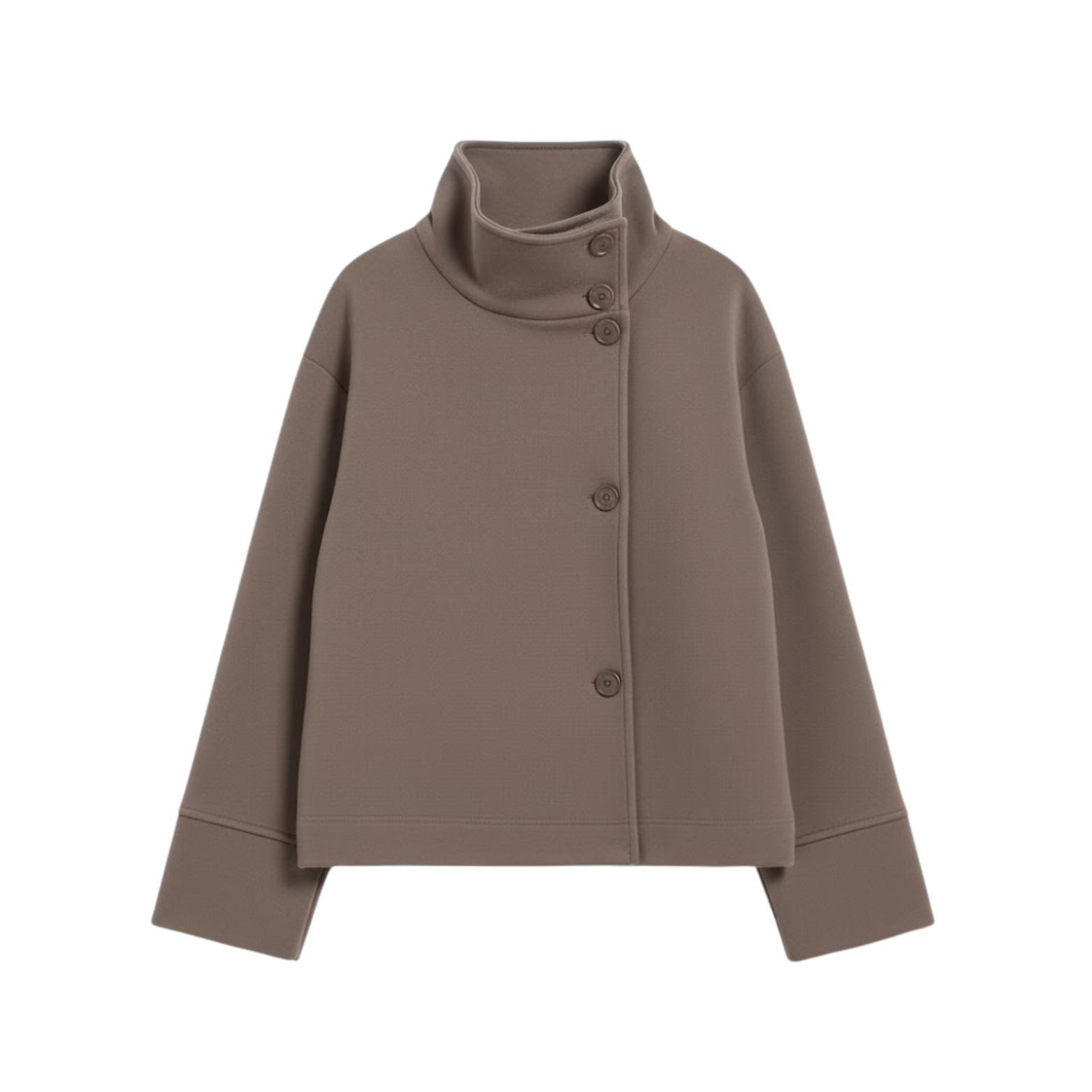 Women's Loose Woolen Stand Collar Jacket Single Breasted Long Sleeve Streetwear Coat