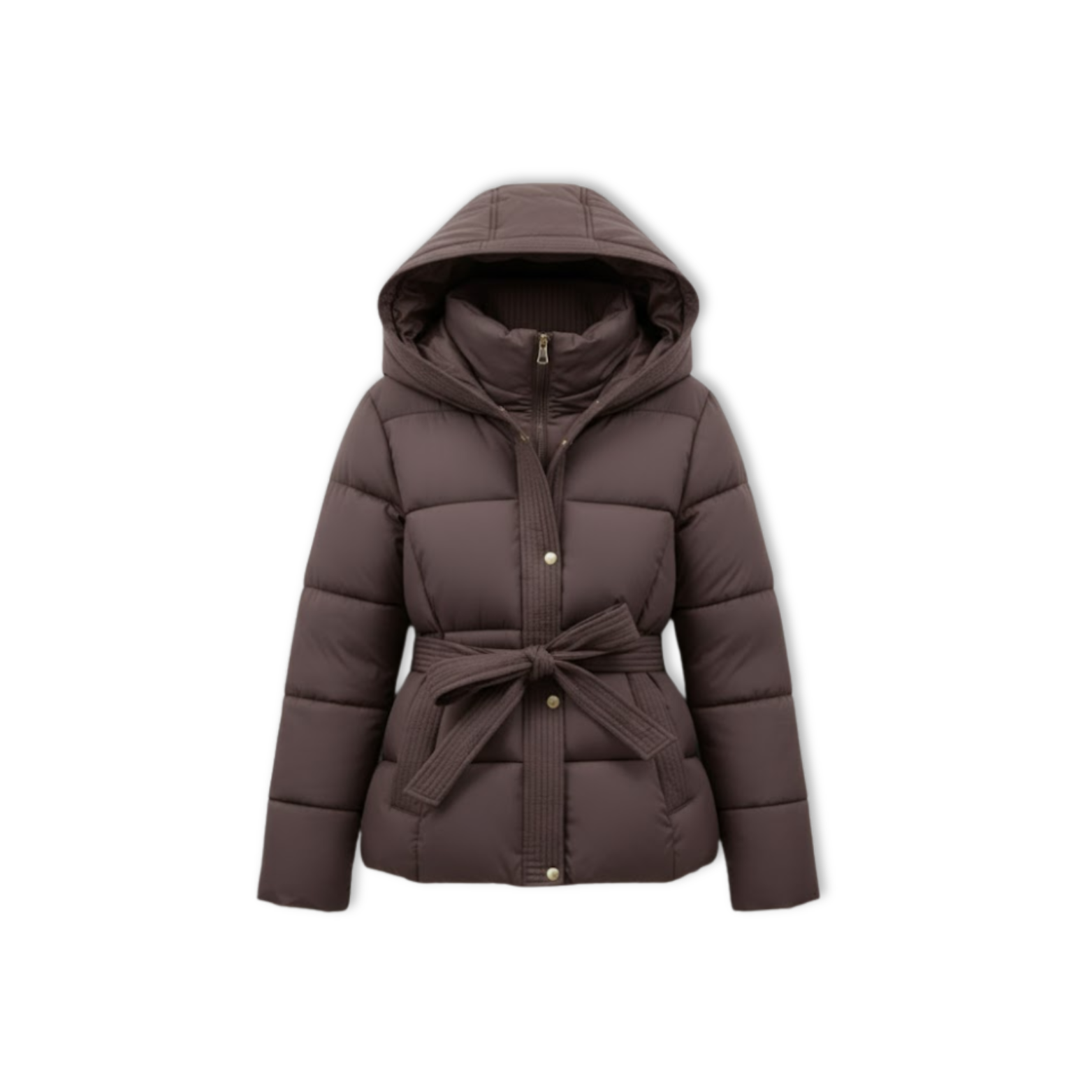Winter Jacket Women Warm Parkas Cotton Padded Jackets Belt Hooded