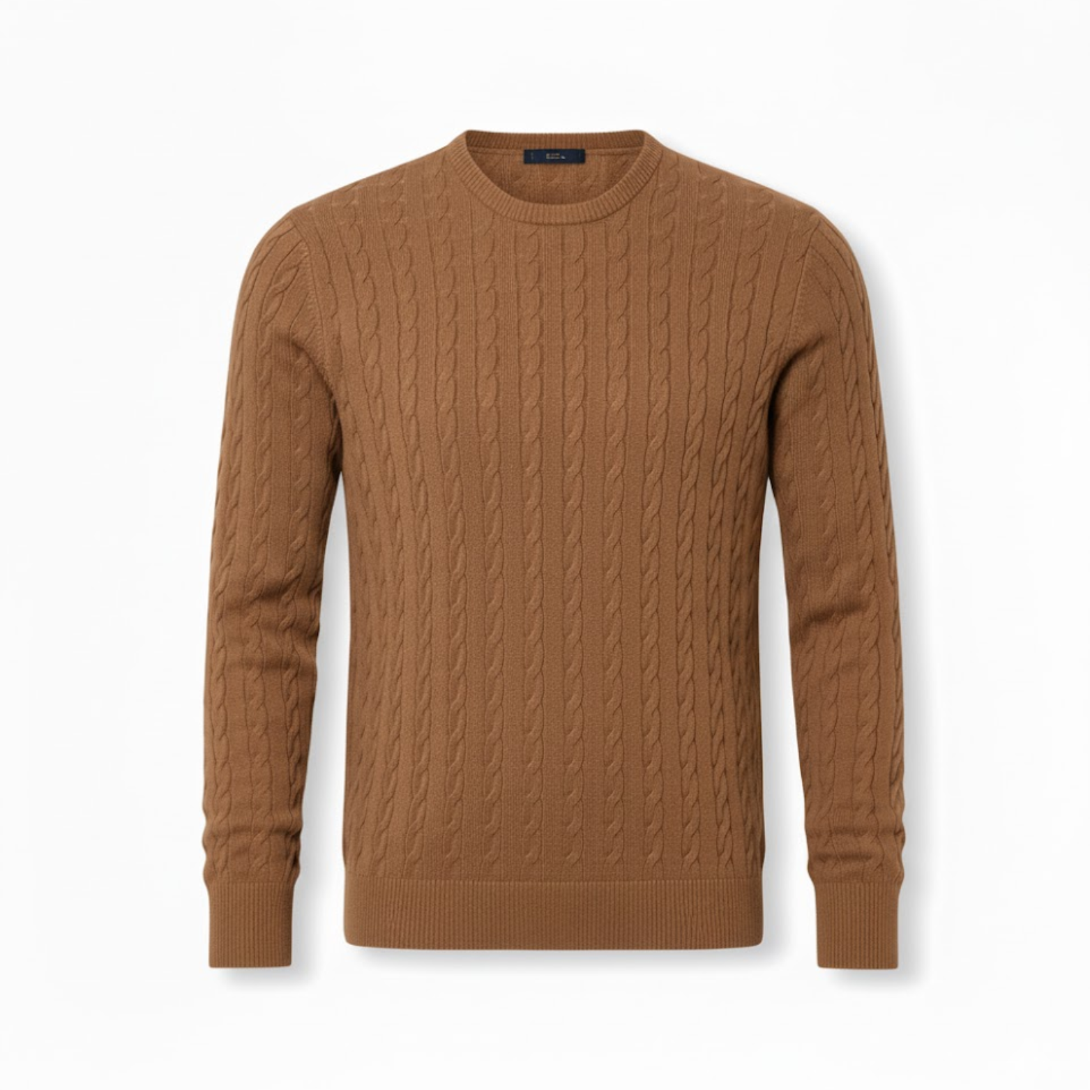 Men's Cable Knit Pullover Sweater Soft Viscose Blend Crew Neck Casual Jumper