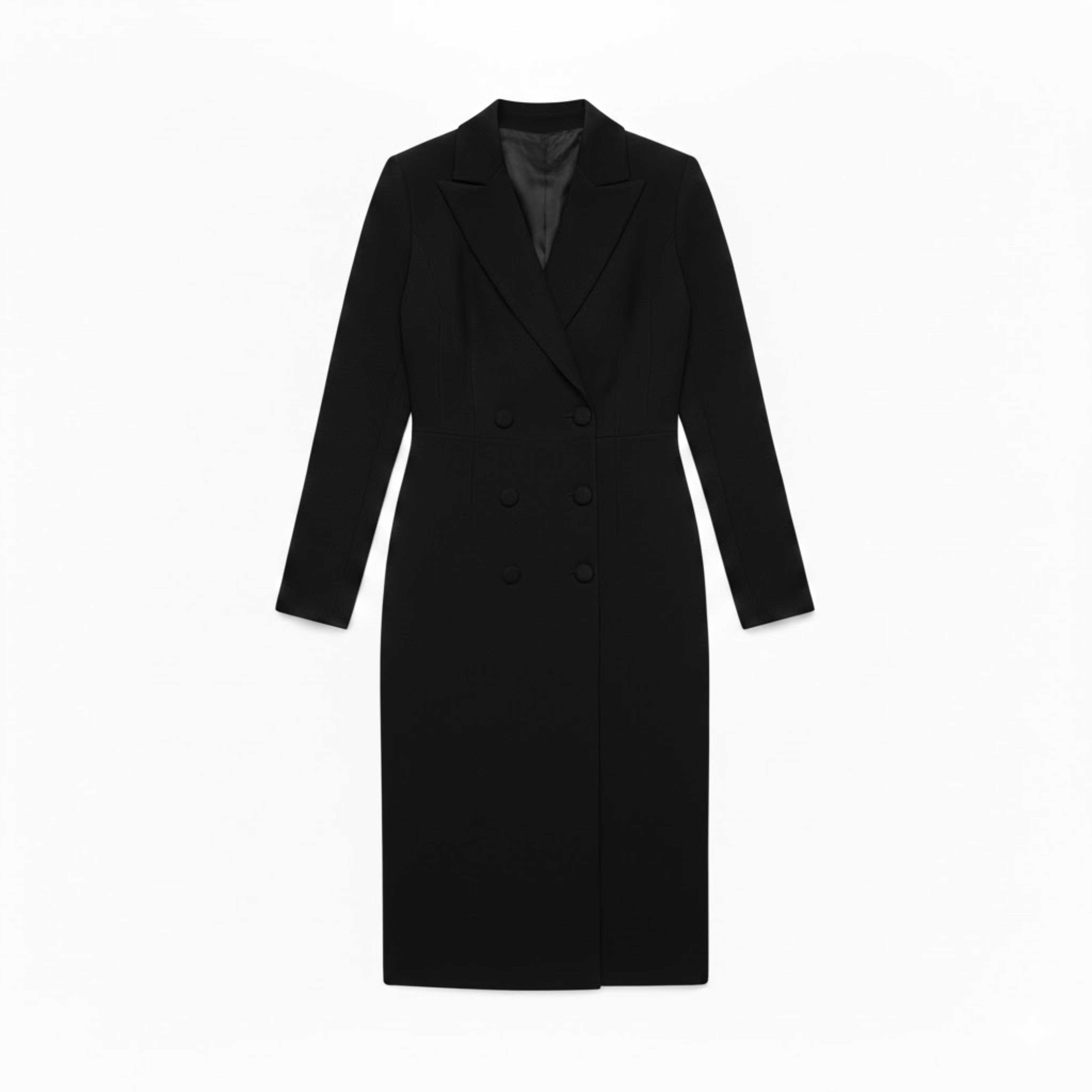 Women's Double Breasted Blazer Dress Long Sleeve Notched Lapel Midi Business Suit