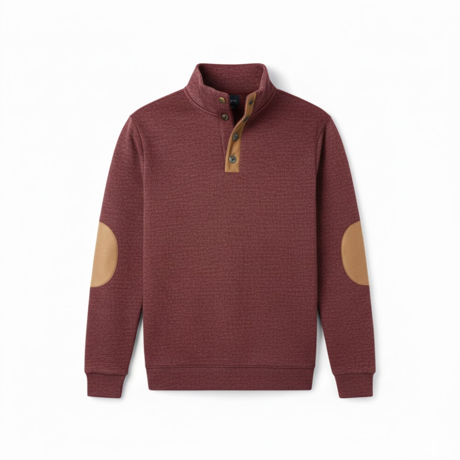 Men's Quarter Button Stand Collar Pullover Patchwork Long Sleeve Leisure Sweatshirt