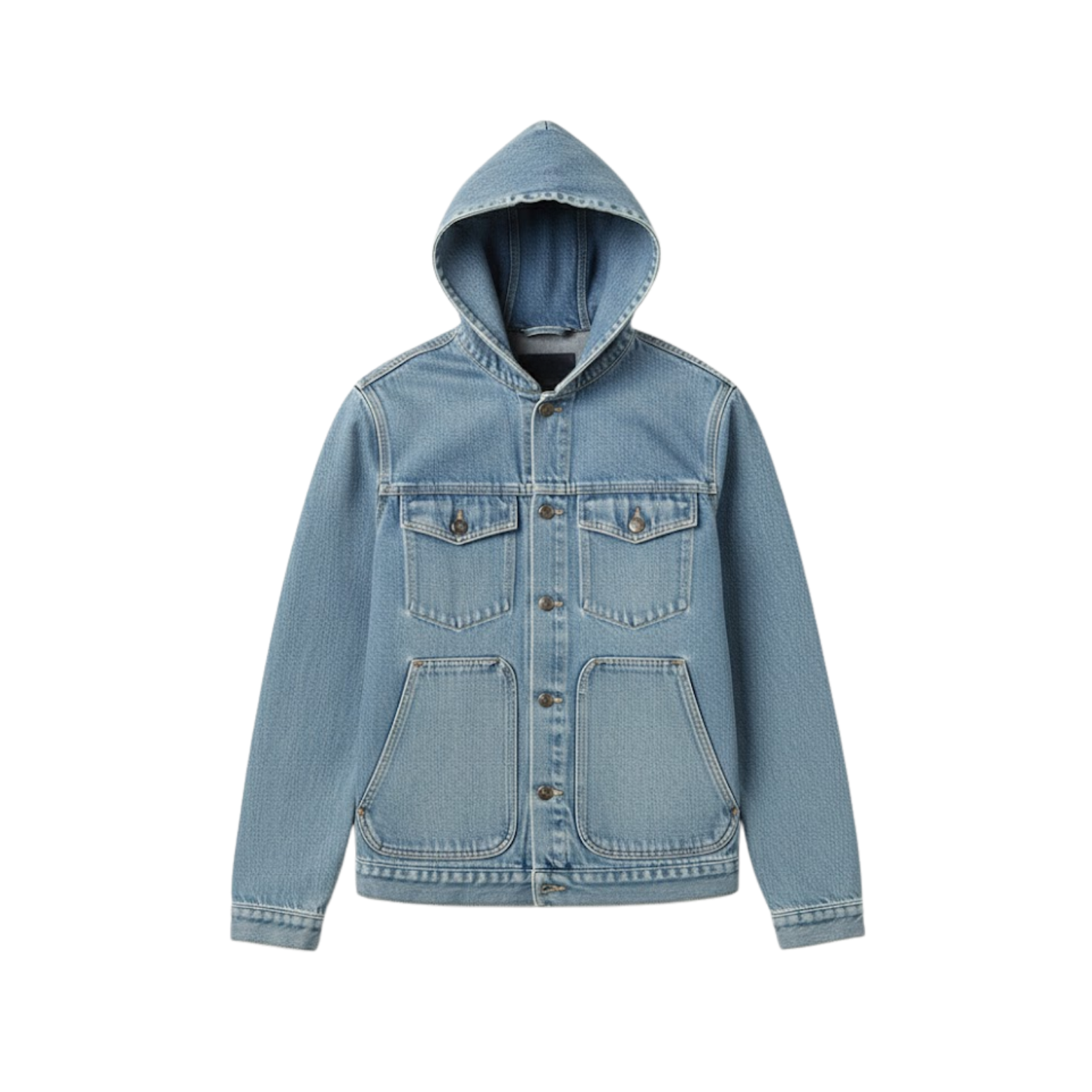 Men Hooded Denim Jacket Windproof Casual Coats