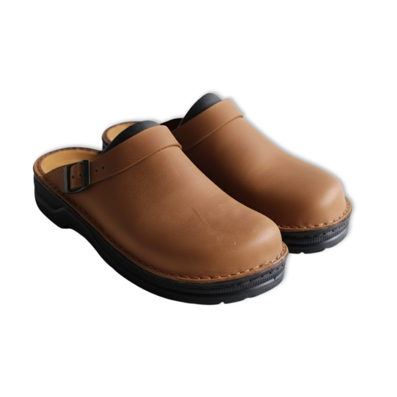 Men Retro Suede Slippers Adjustable Buckle Thick Bottom Mules Clogs