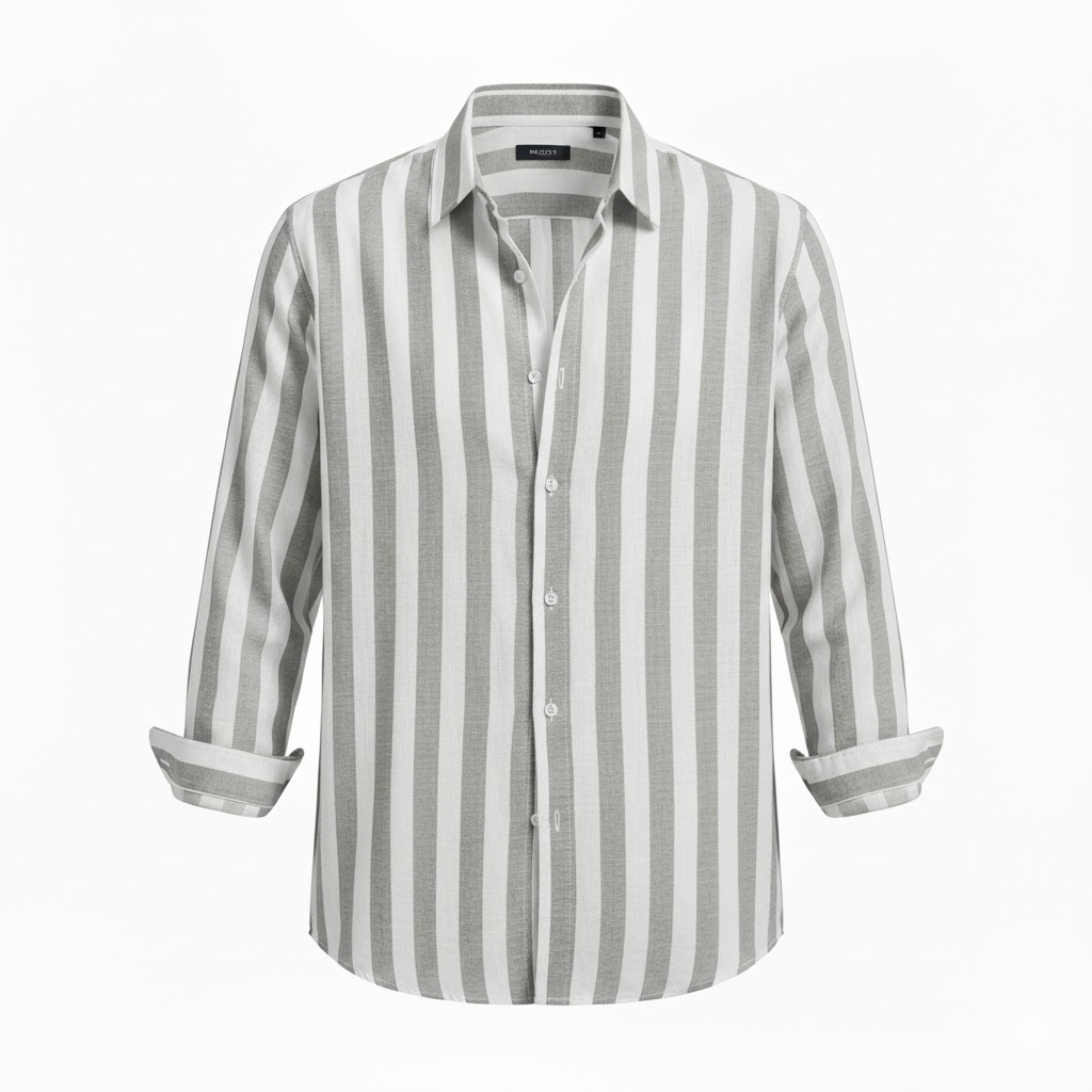 Men's Striped Casual Shirt Long Sleeve Turn-Down Collar Single Breasted Polyester Top