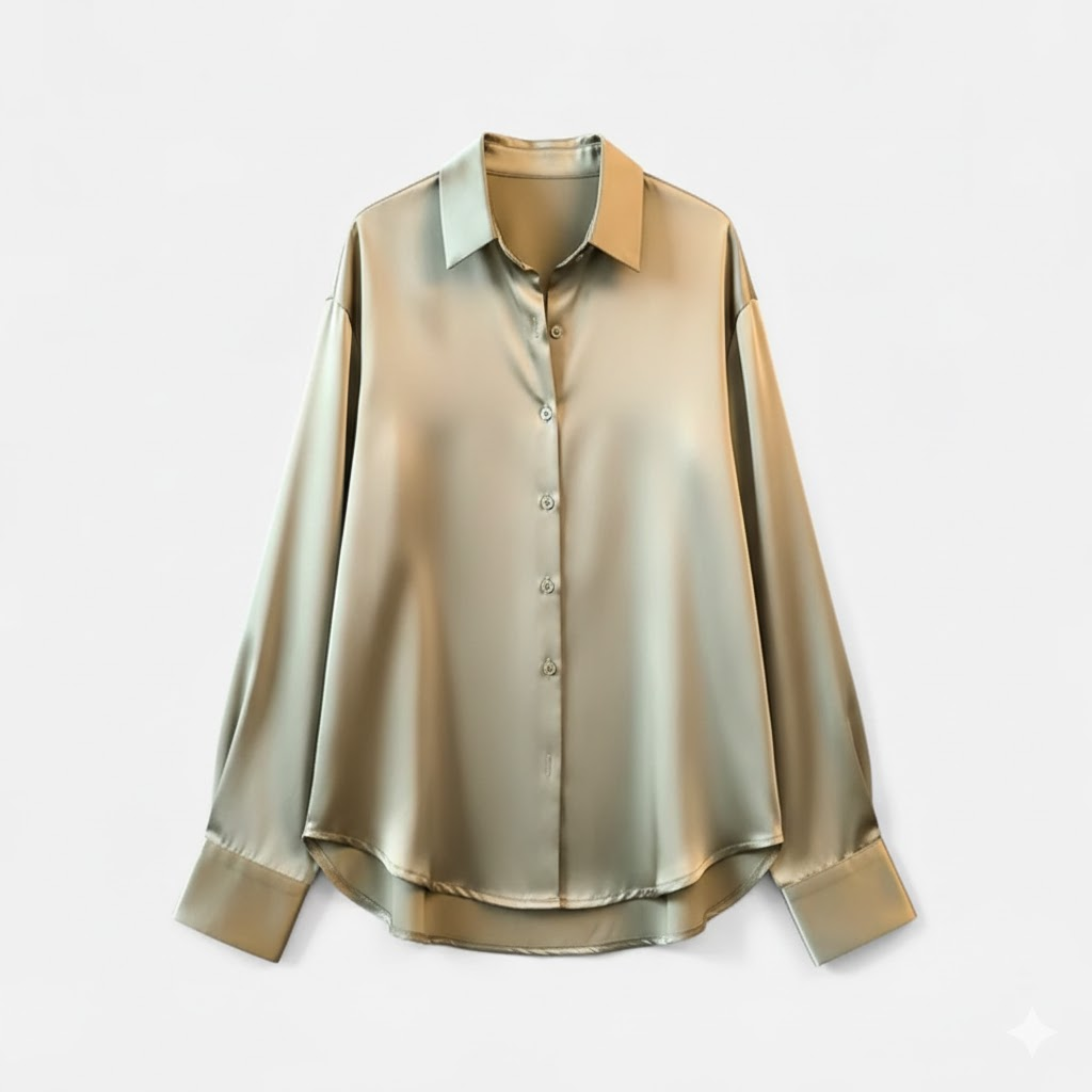 Women's Satin Button Down Shirt Long Sleeve Silk Style Office Blouse Regular Fit