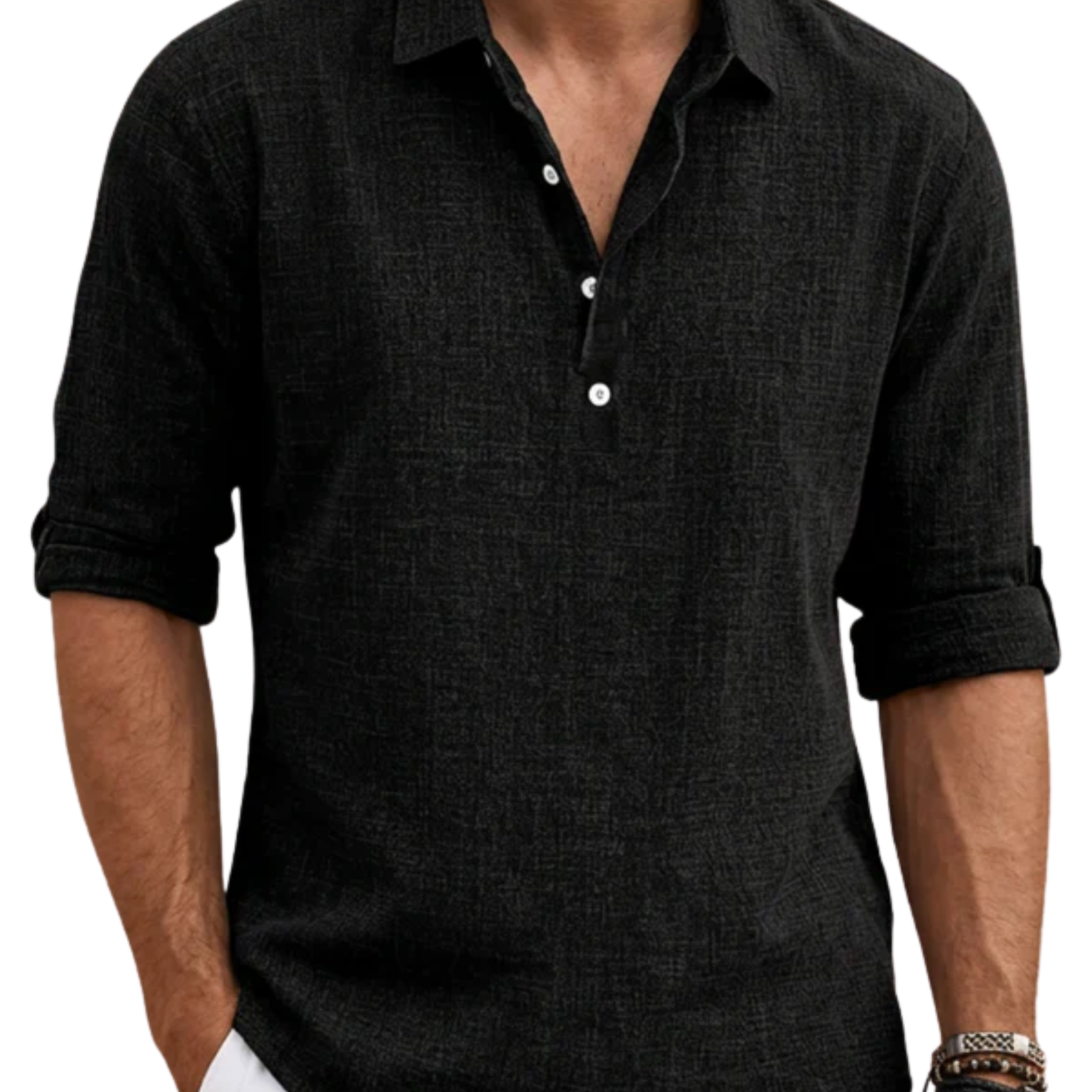 Men's linen polo shirt — regular fit short sleeve — holiday