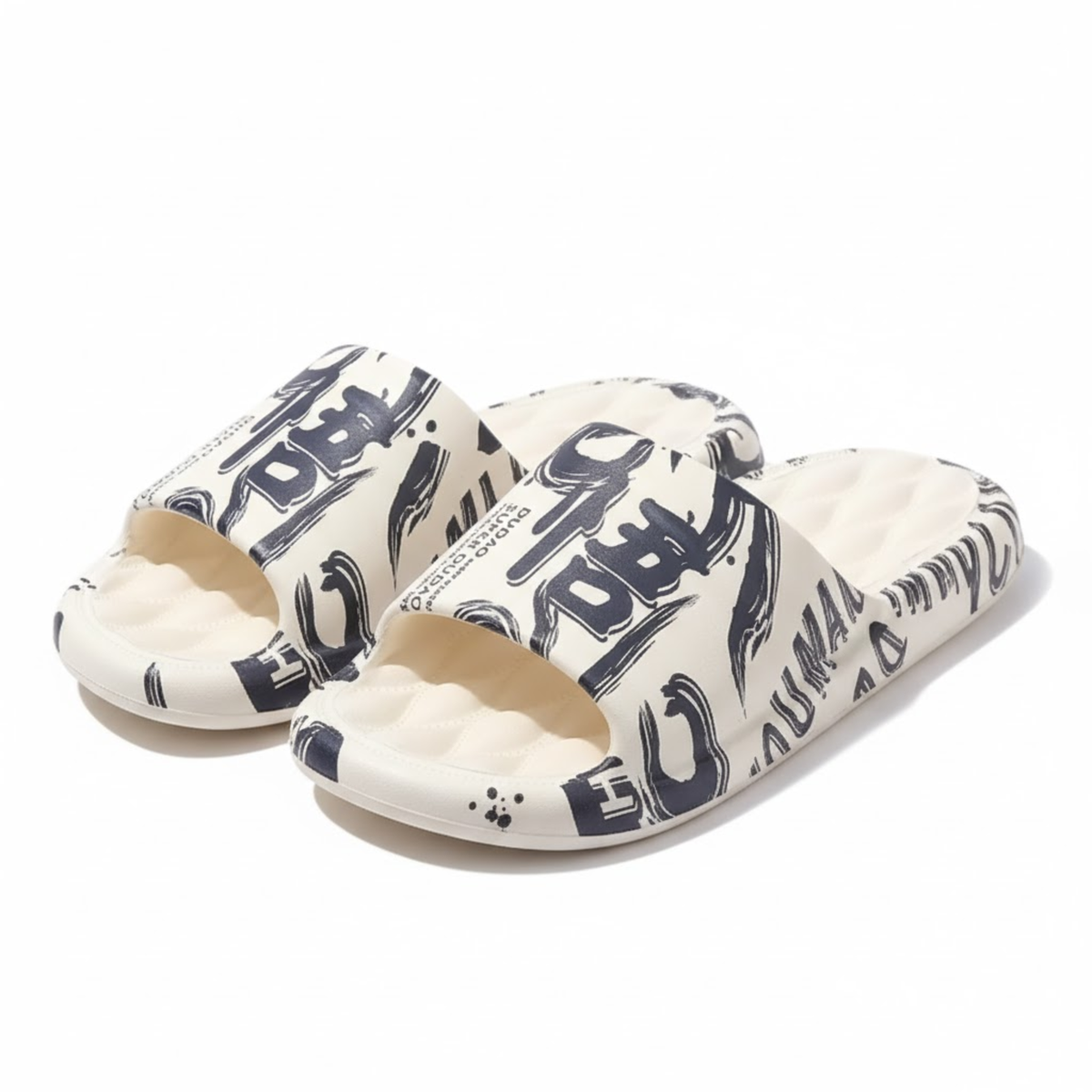 Men's Graffiti EVA Slides Non-Slip Waterproof Beach Sandals Indoor Outdoor Slippers