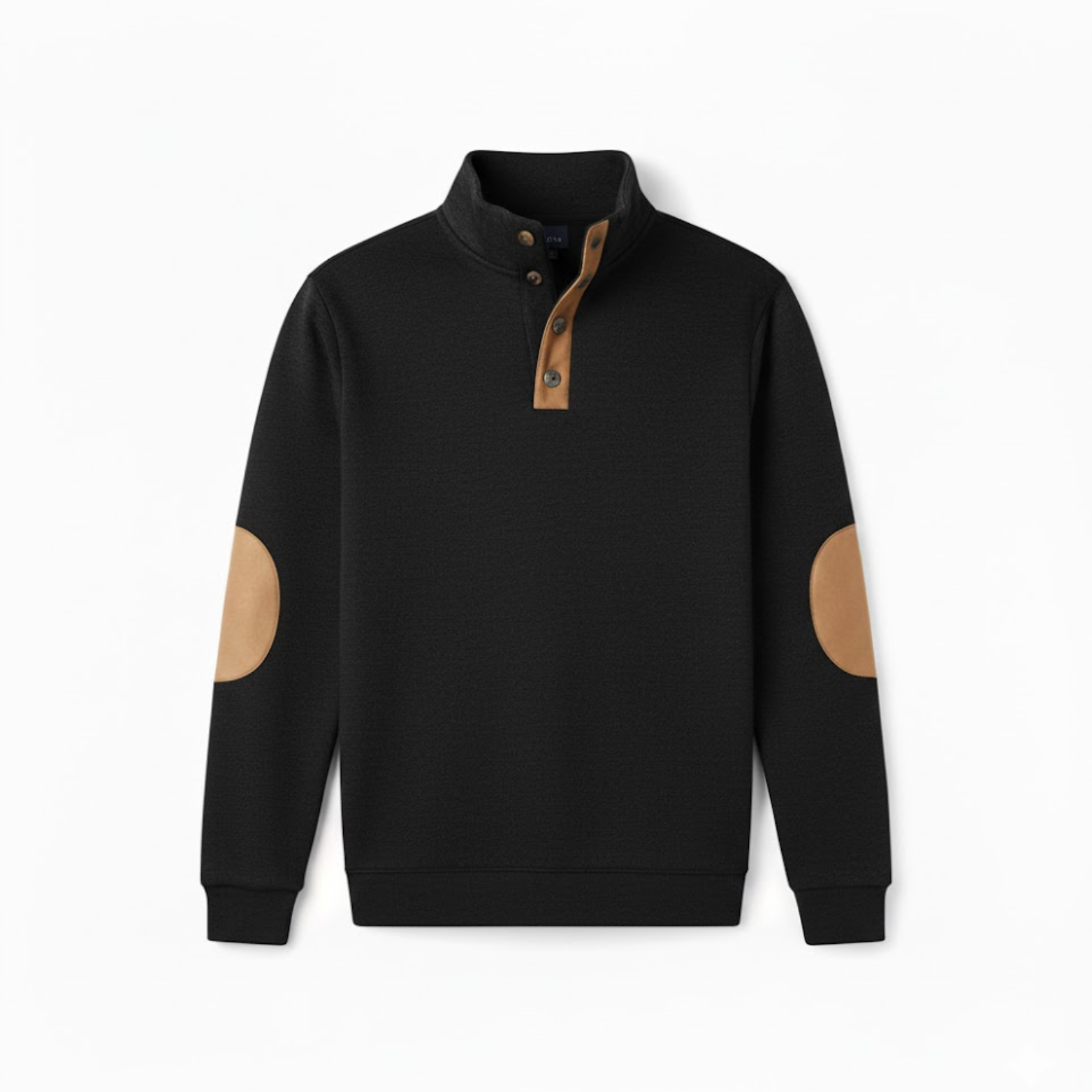 Men's Quarter Button Stand Collar Pullover Patchwork Long Sleeve Leisure Sweatshirt