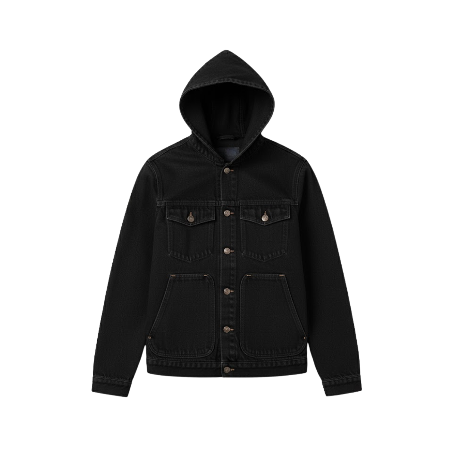 Men Hooded Denim Jacket Windproof Casual Coats