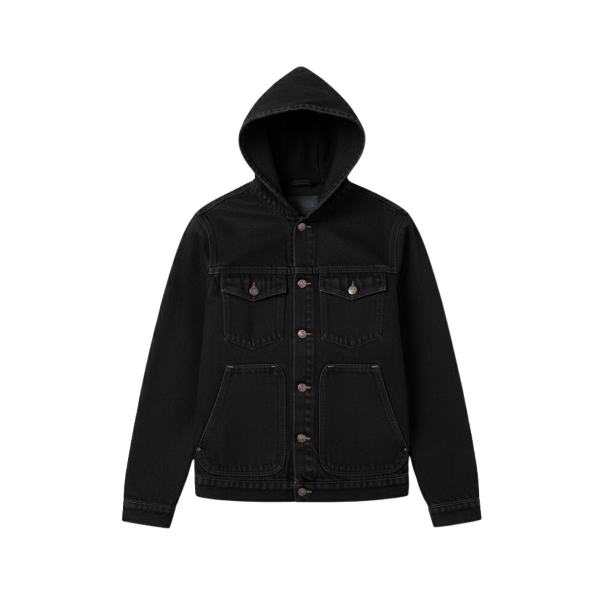 Men Hooded Denim Jacket Windproof Casual Coats