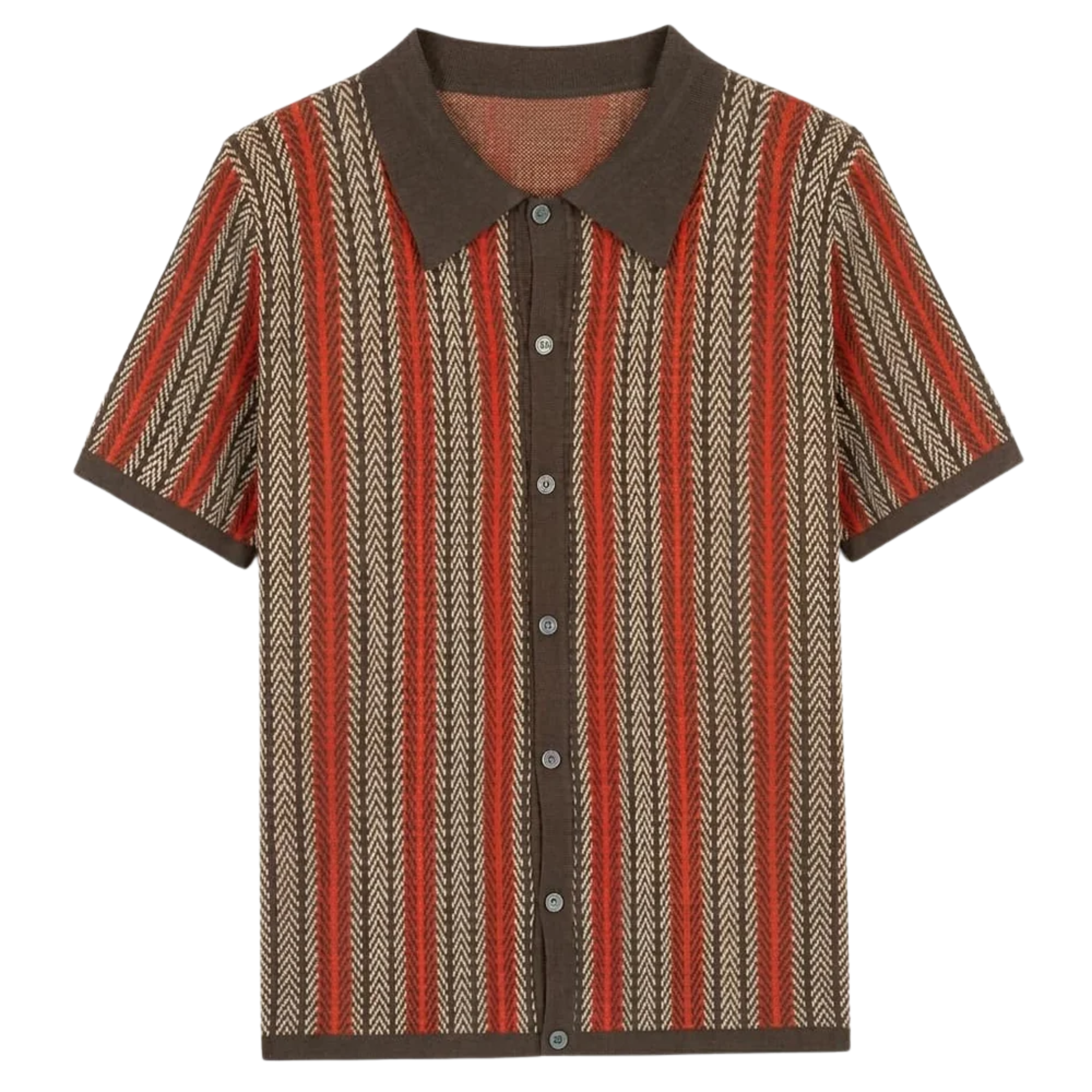 Men's knit polo shirt — vertical stripe — casual resort wear