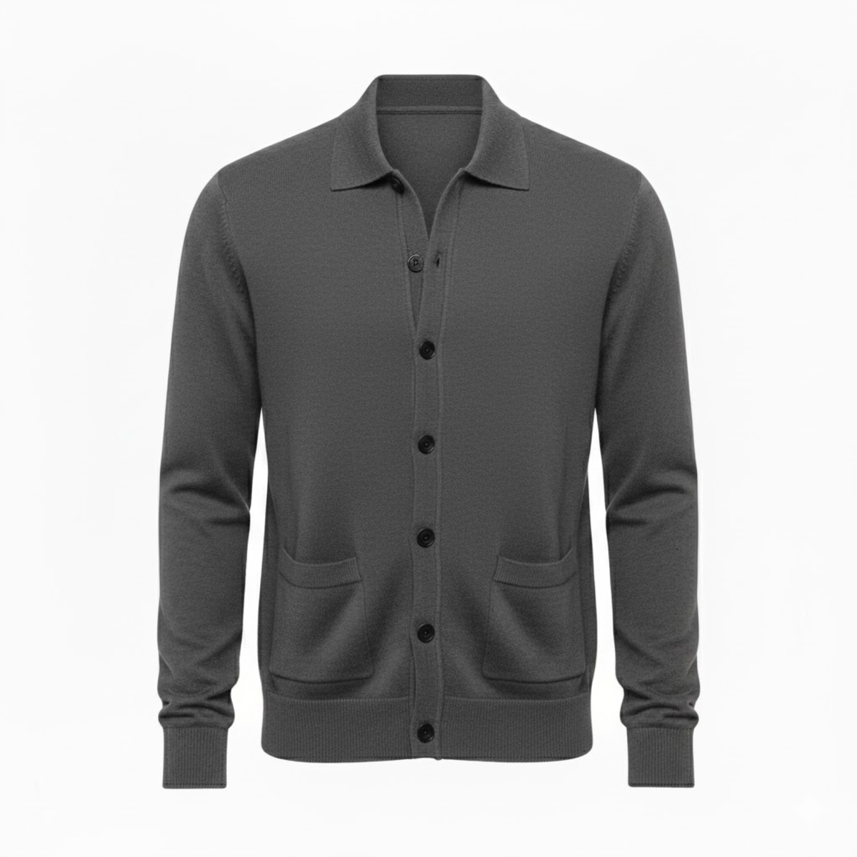 Men's Knit Cardigan Single Breasted Turn-Down Collar Casual Sweater Jacket