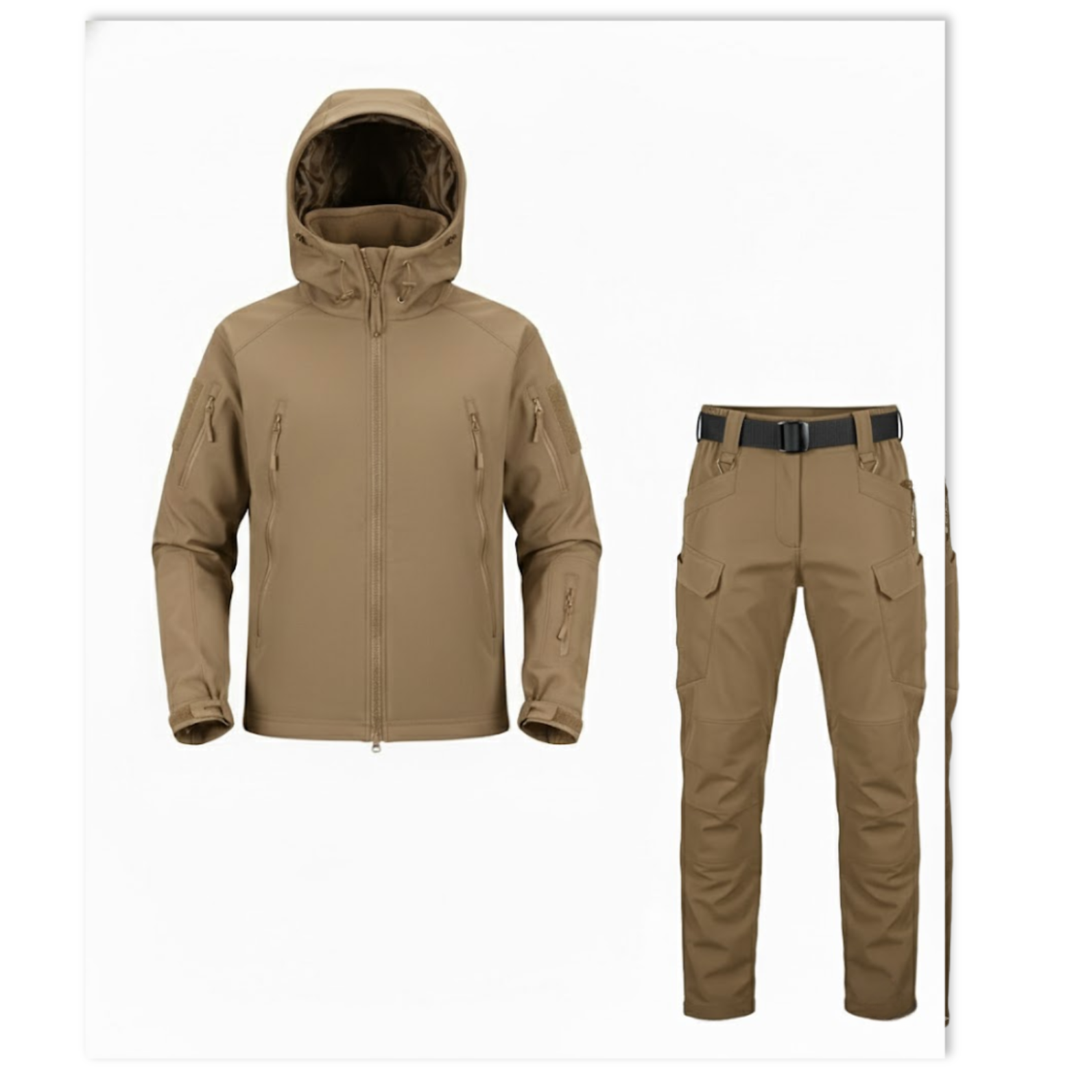 Men Outdoor Soft Shell Tactical Jackets Sets Fleece Cargo Pant