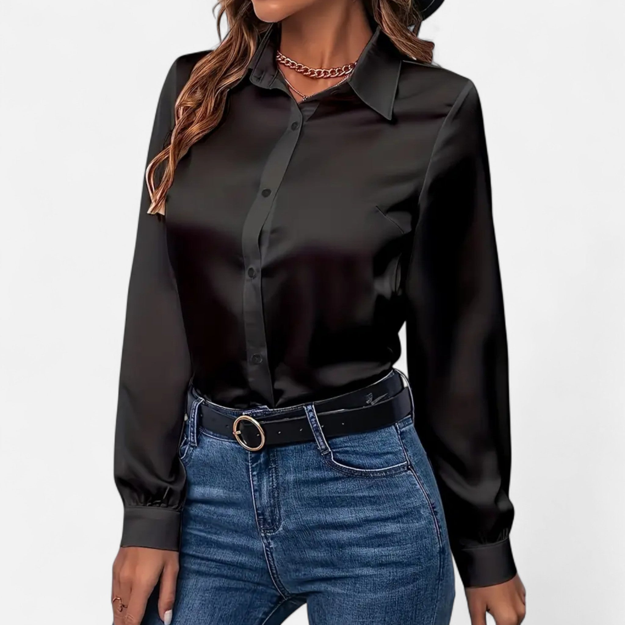 Veroux Mode | Women’s Silky Satin Shirt – Chic Everyday Luxury