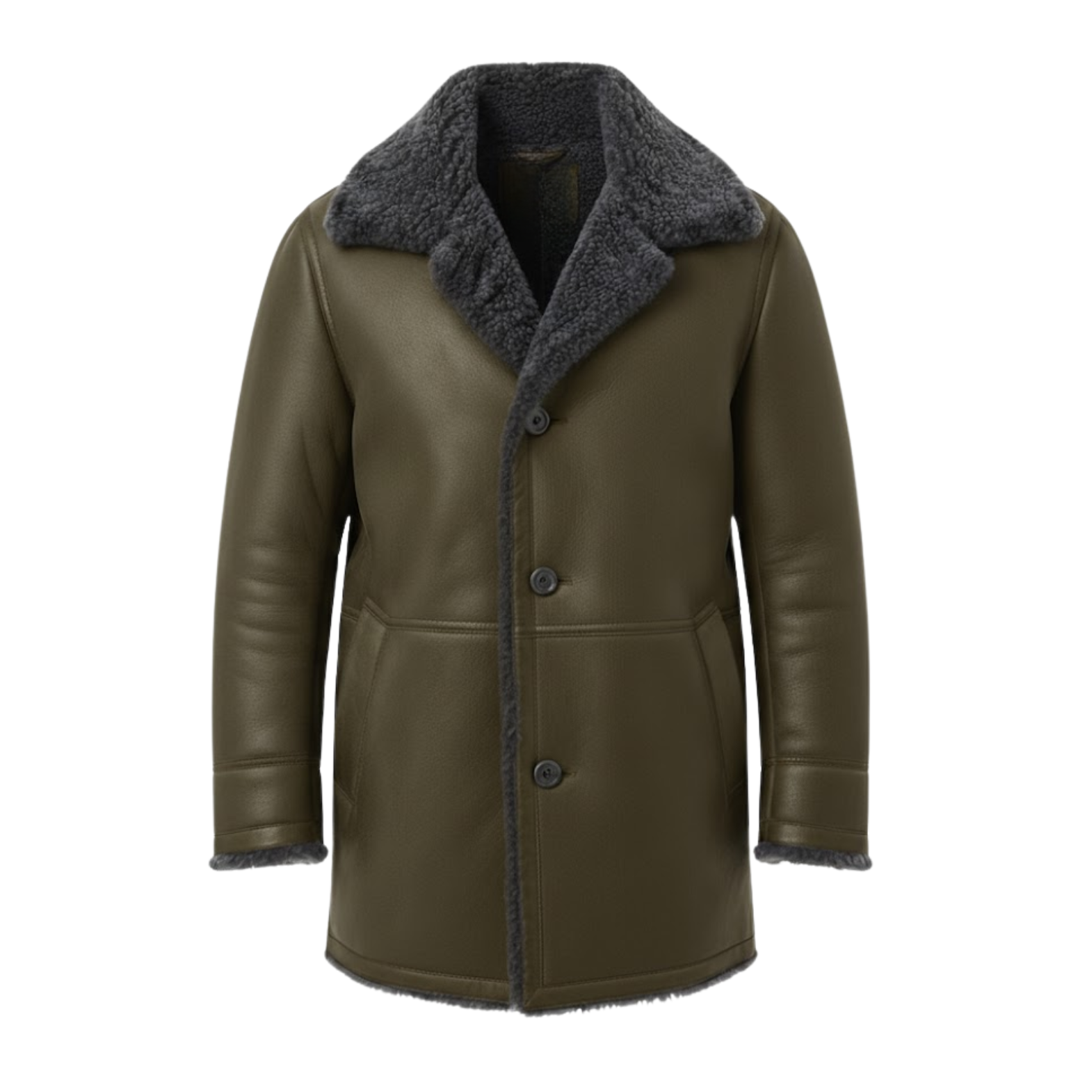 Men's Faux Fur Lined Long Jacket Thickened Sherpa Fleece Lapel Outerwear Coat