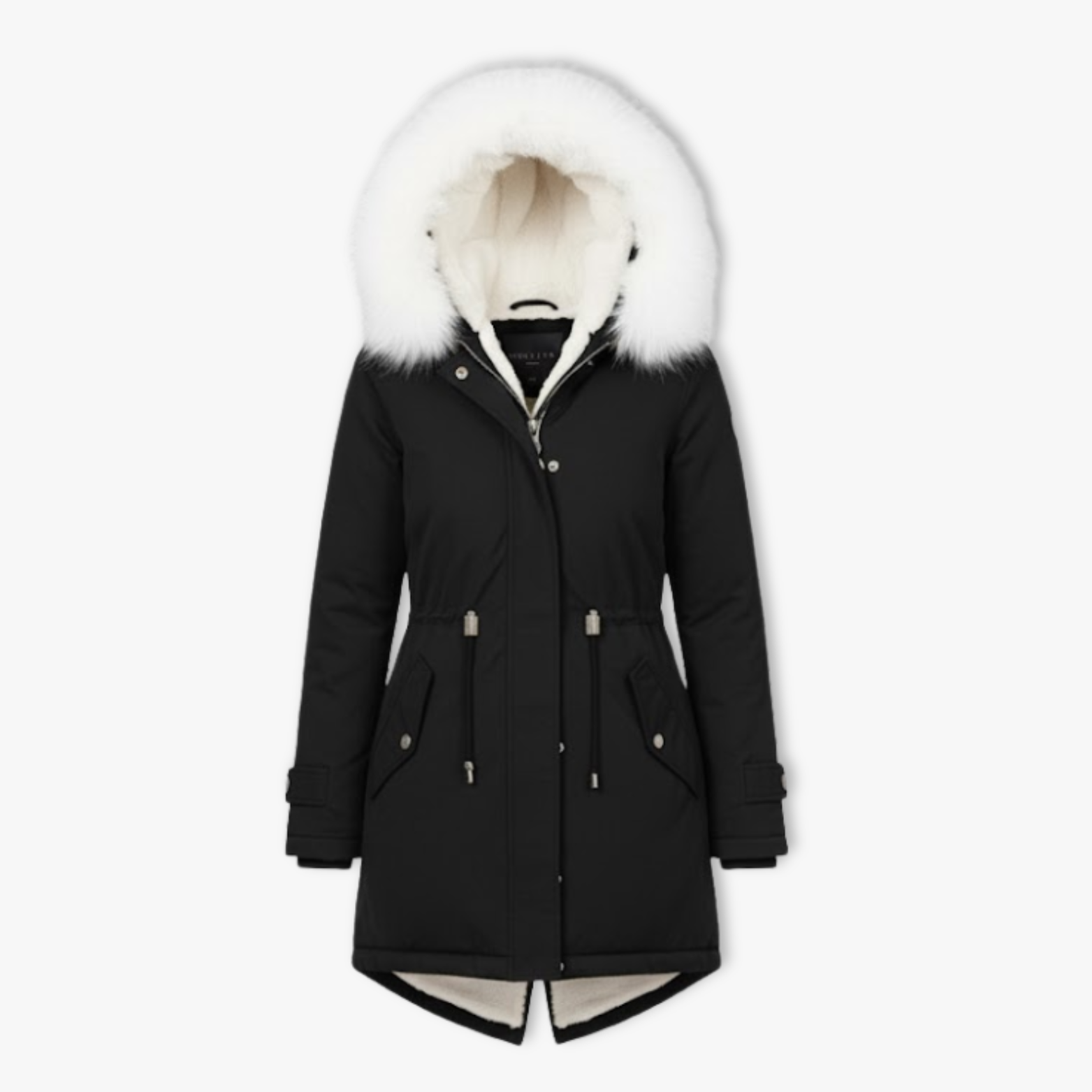 Women's Faux Fur Trim Parka Long Hooded Winter Overcoat Slim Fit Padded Snow Coat