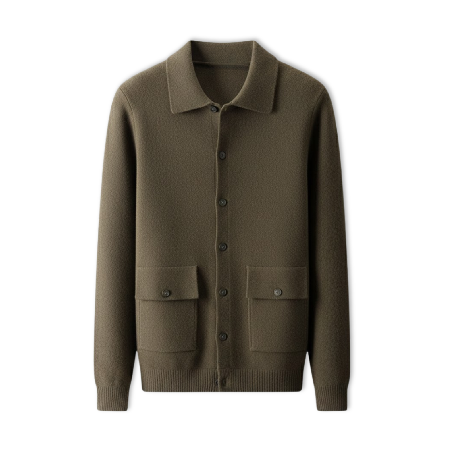 Men's 100% Cashmere POLO Collar Knitted Cardigan