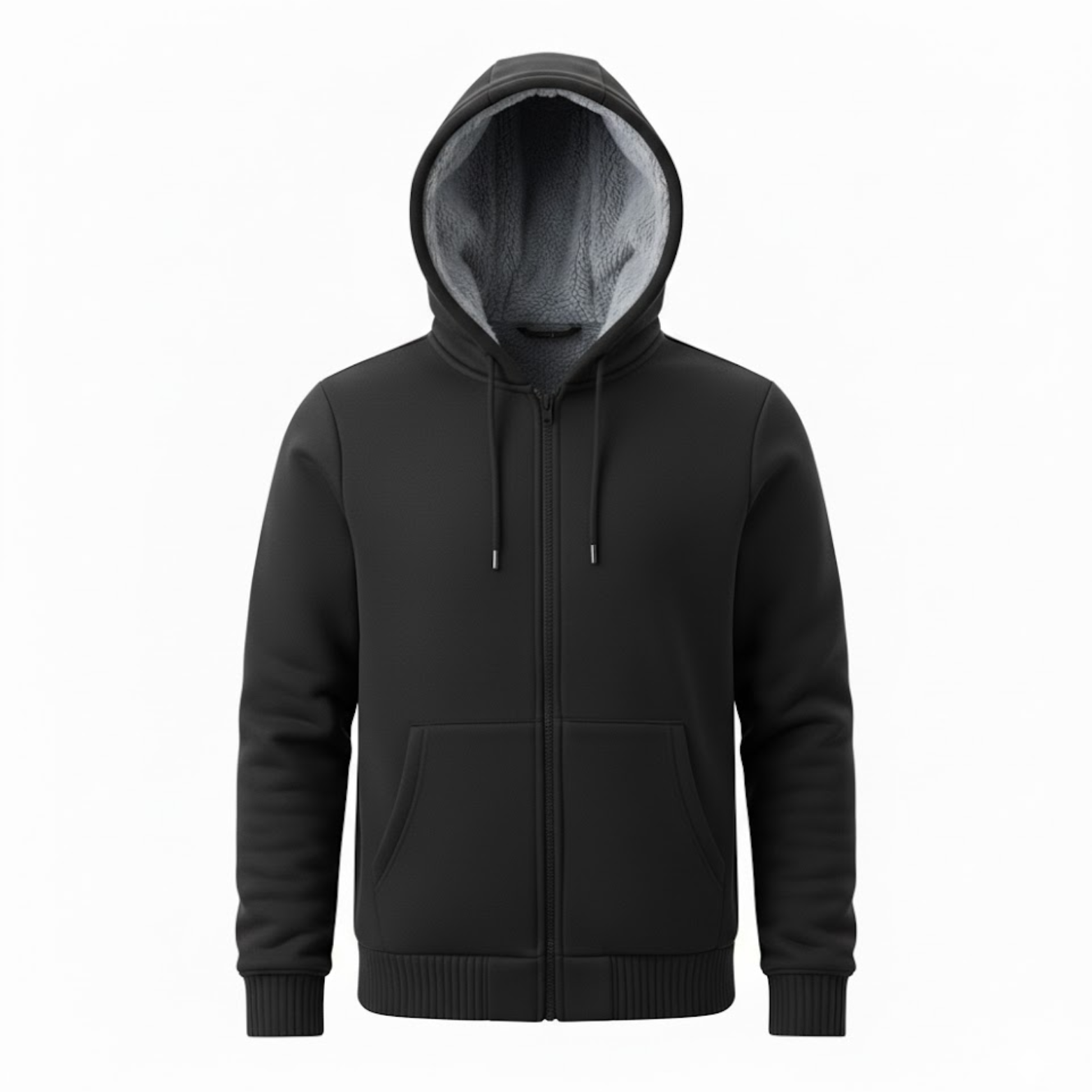 Men's Fleece Lined Zip Up Hoodie Thickened Oversized Hooded Sweatshirt Jacket