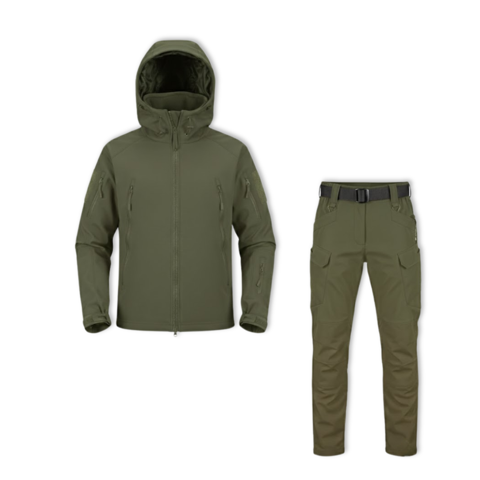 Men Outdoor Soft Shell Tactical Jackets Sets Fleece Cargo Pant
