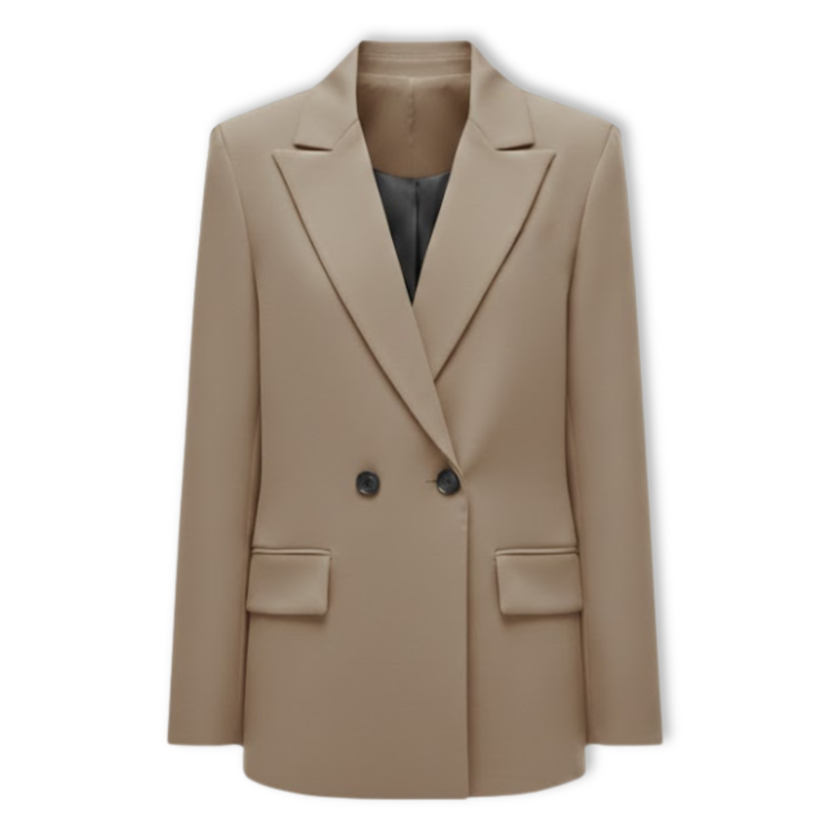 Women's Double Breasted Blazer Notched Lapel Long Sleeve Loose Fit Office Jacket