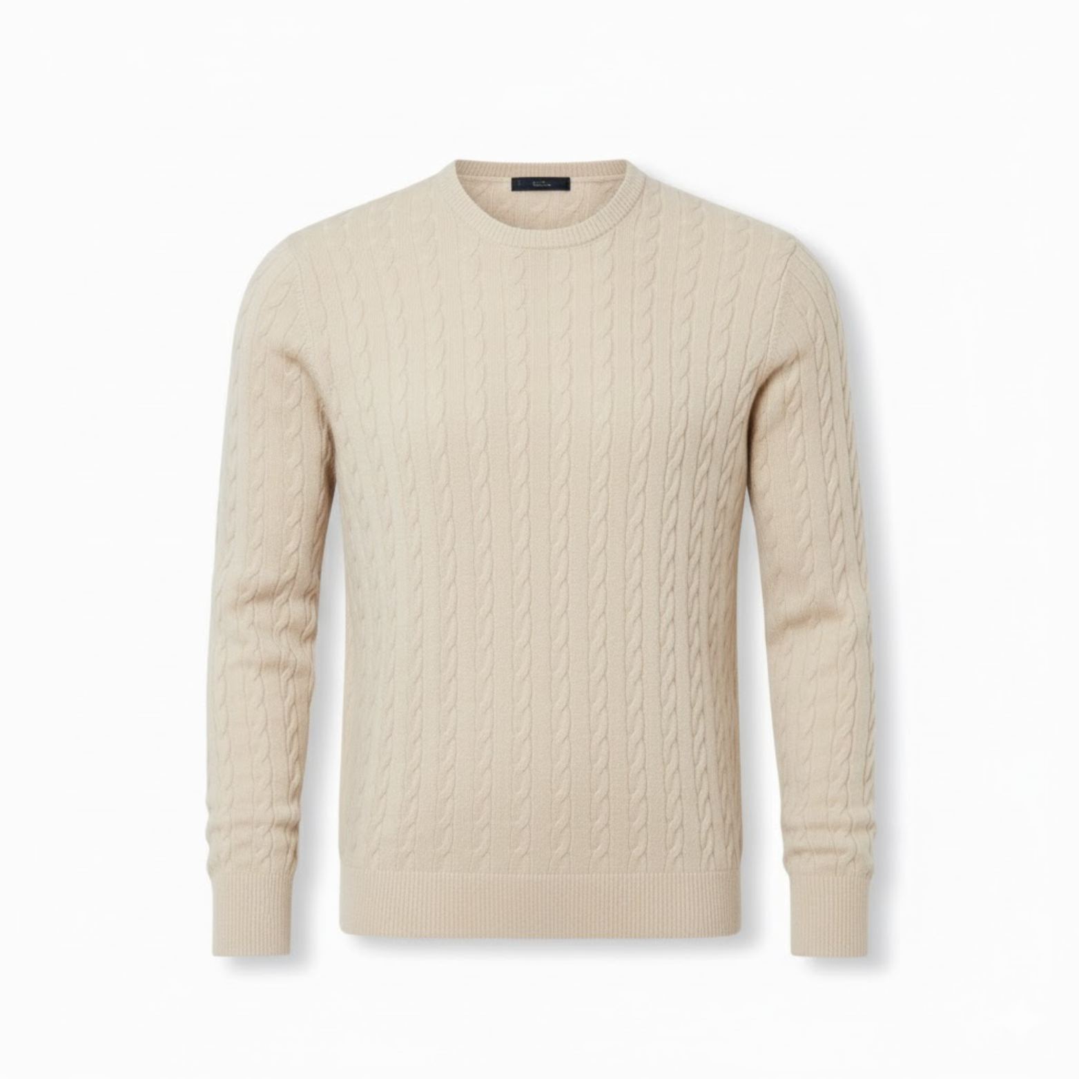 Men's Cable Knit Pullover Sweater Soft Viscose Blend Crew Neck Casual Jumper